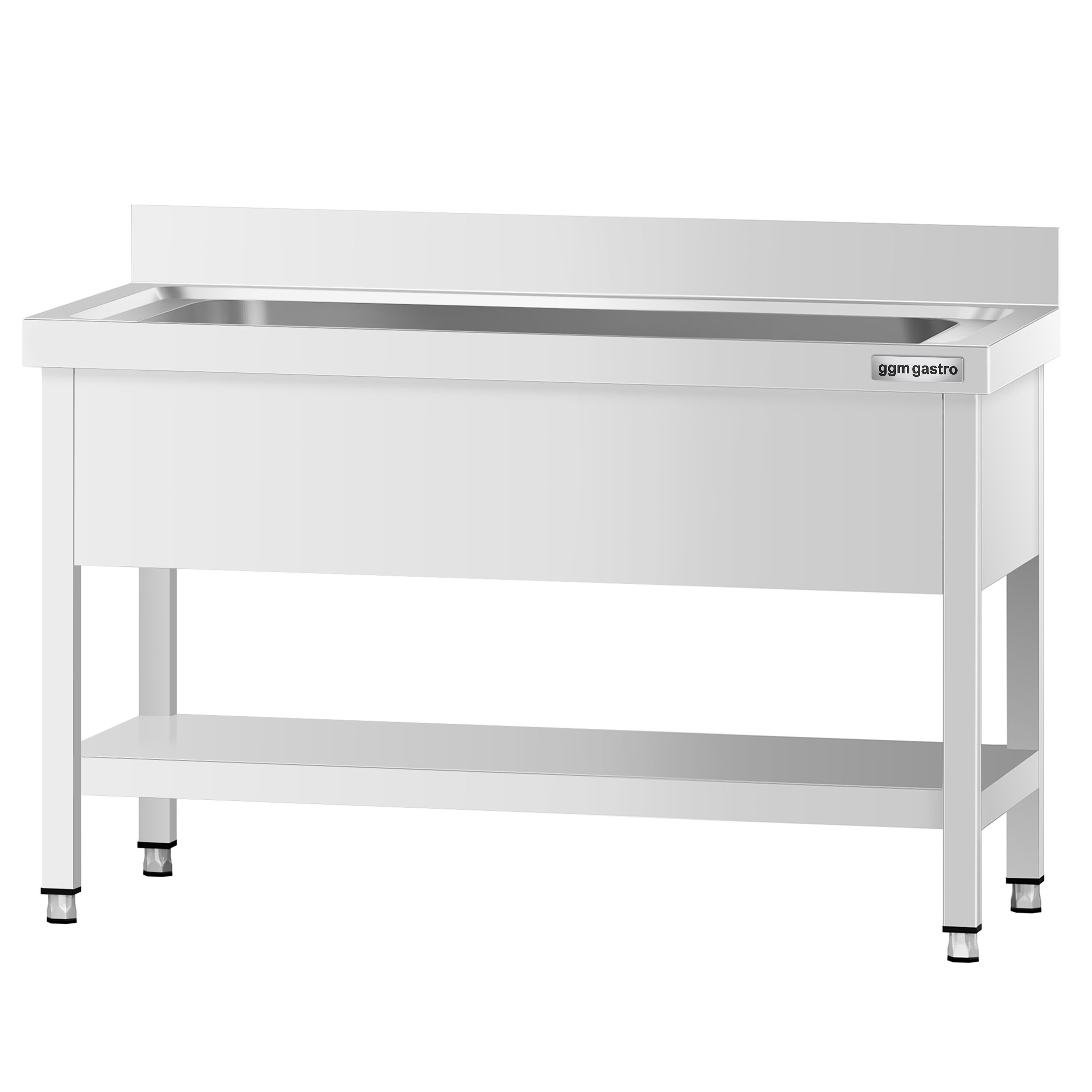Stainless Steel Commercial Sink Unit PREMIUM - 1200x600mm - with Undershelf & Single Bowl - with Upstand