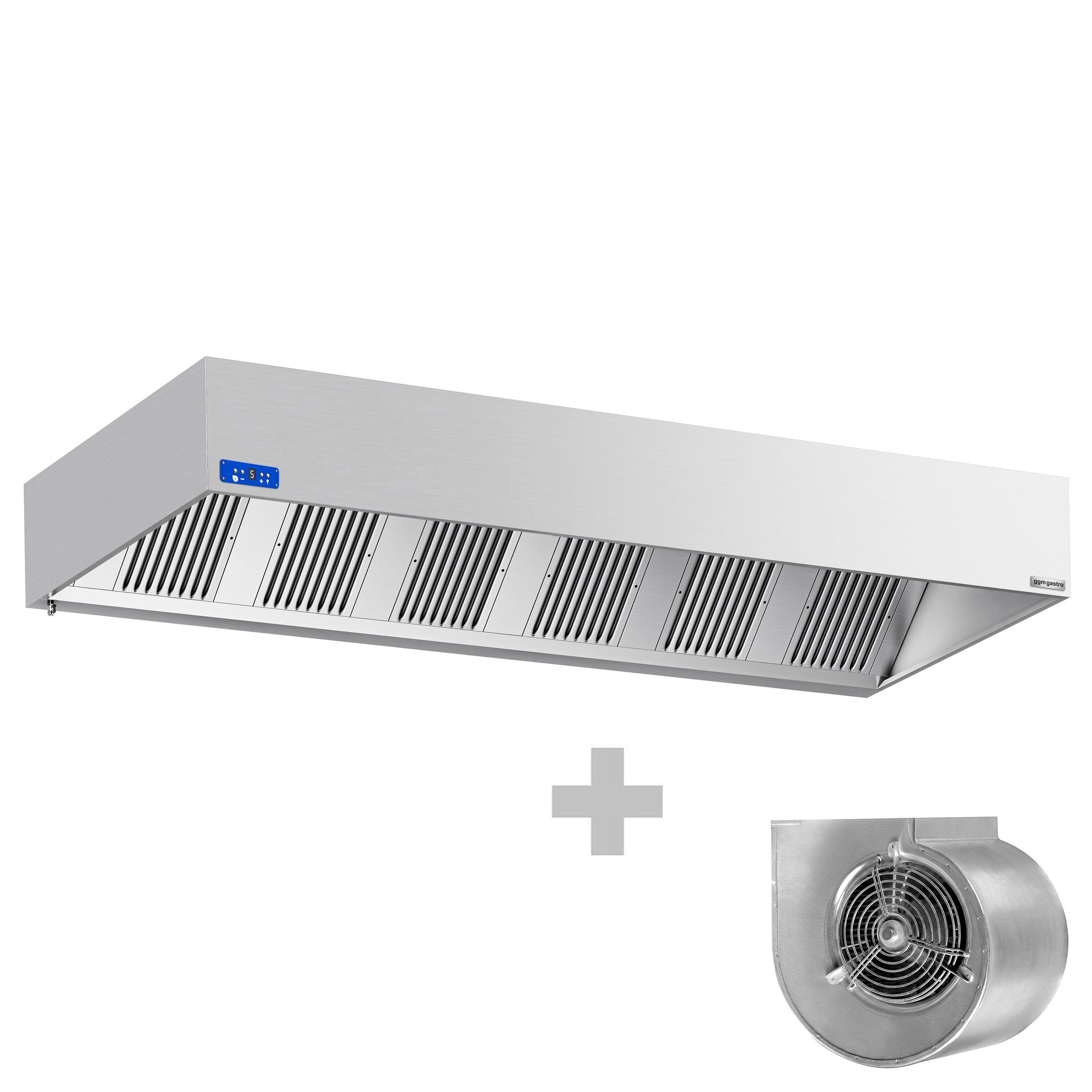 Commercial Wall-Mounted Extractor Hood  with Motor – 3000mm – with Speed Controller, Baffle Filters & Lighting