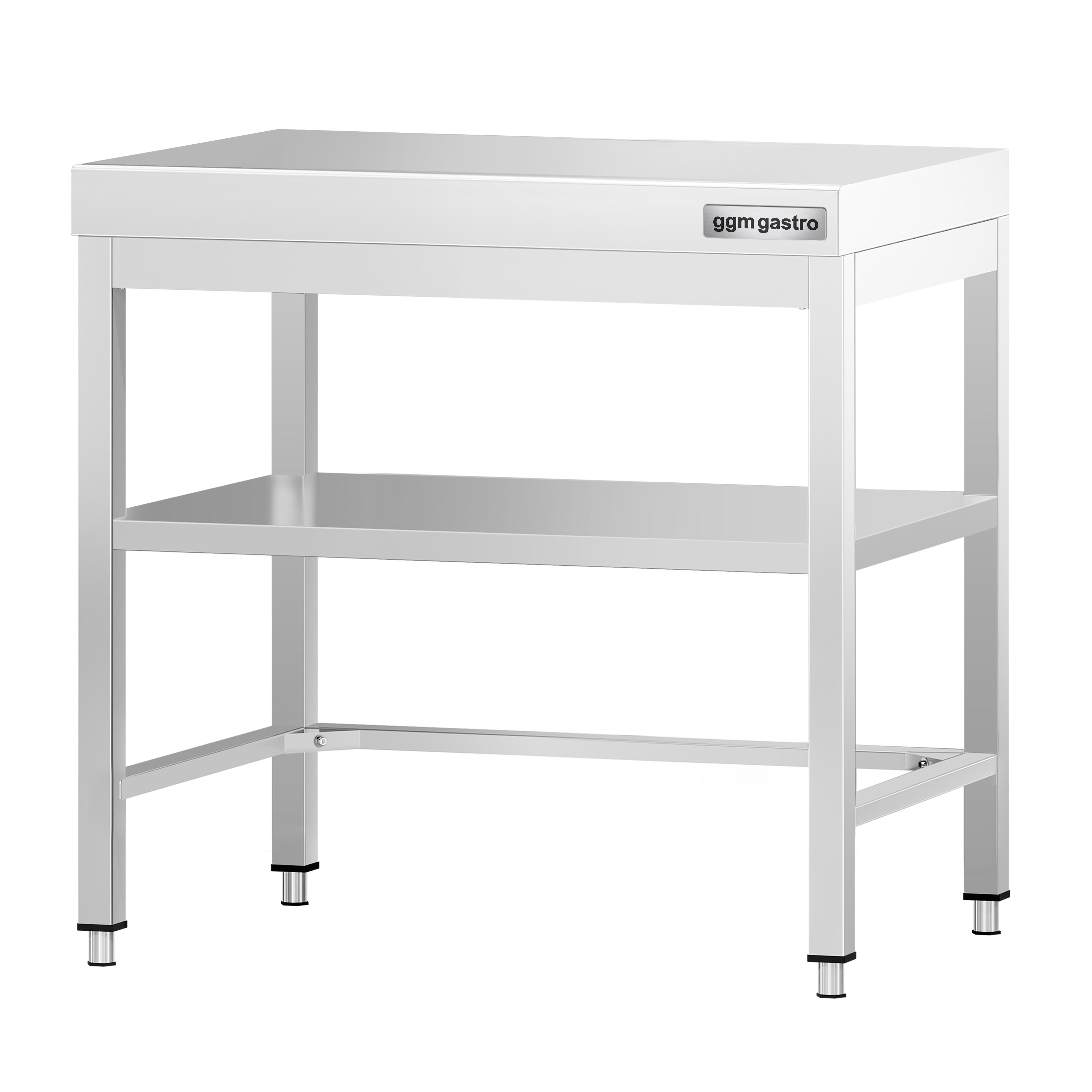 Table de travail en inox PREMIUM – 600x600 mm – avec tablette inférieure et renforts