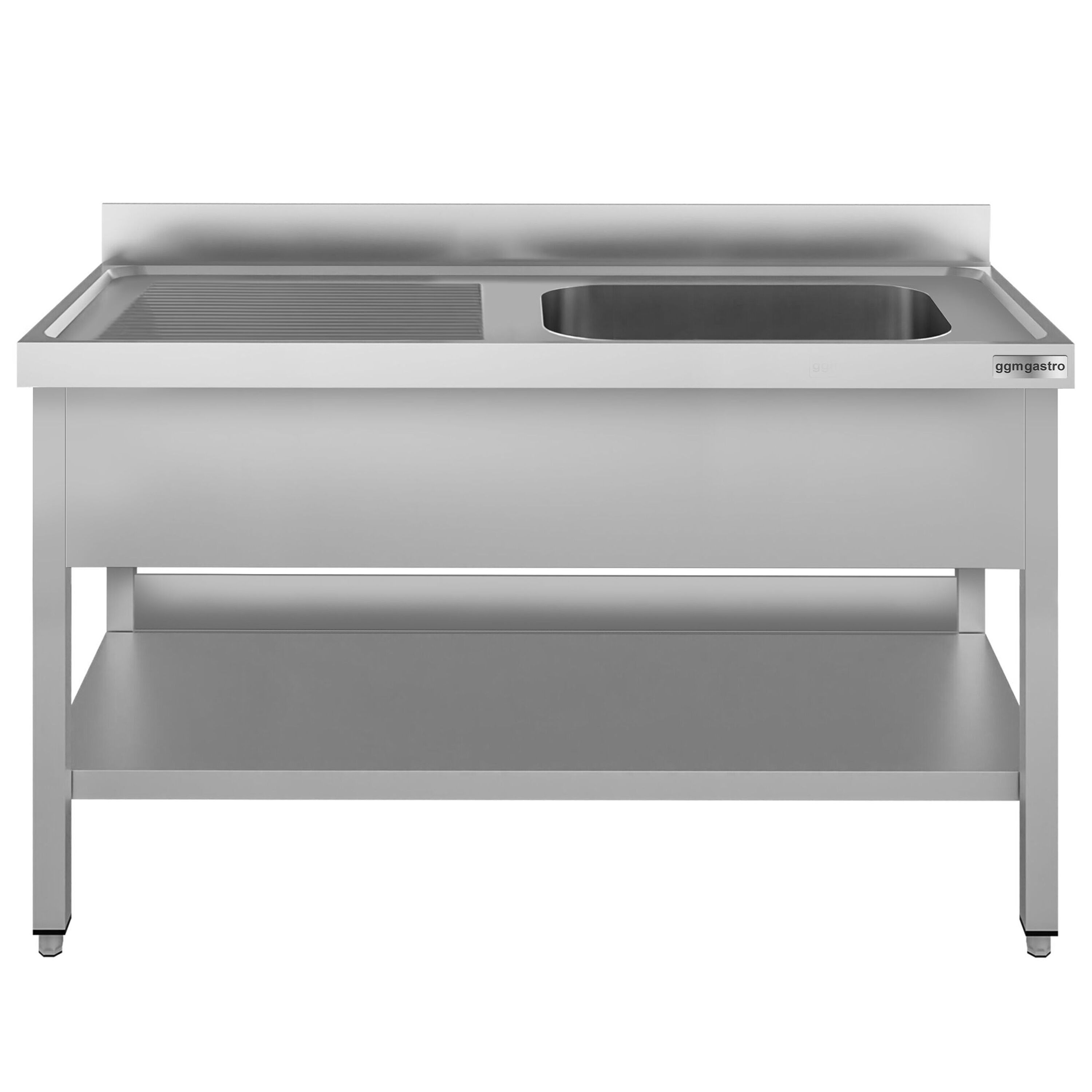 Plonge en inox ECO - 1400x700mm - avec étagère basse - 1 bac à droite