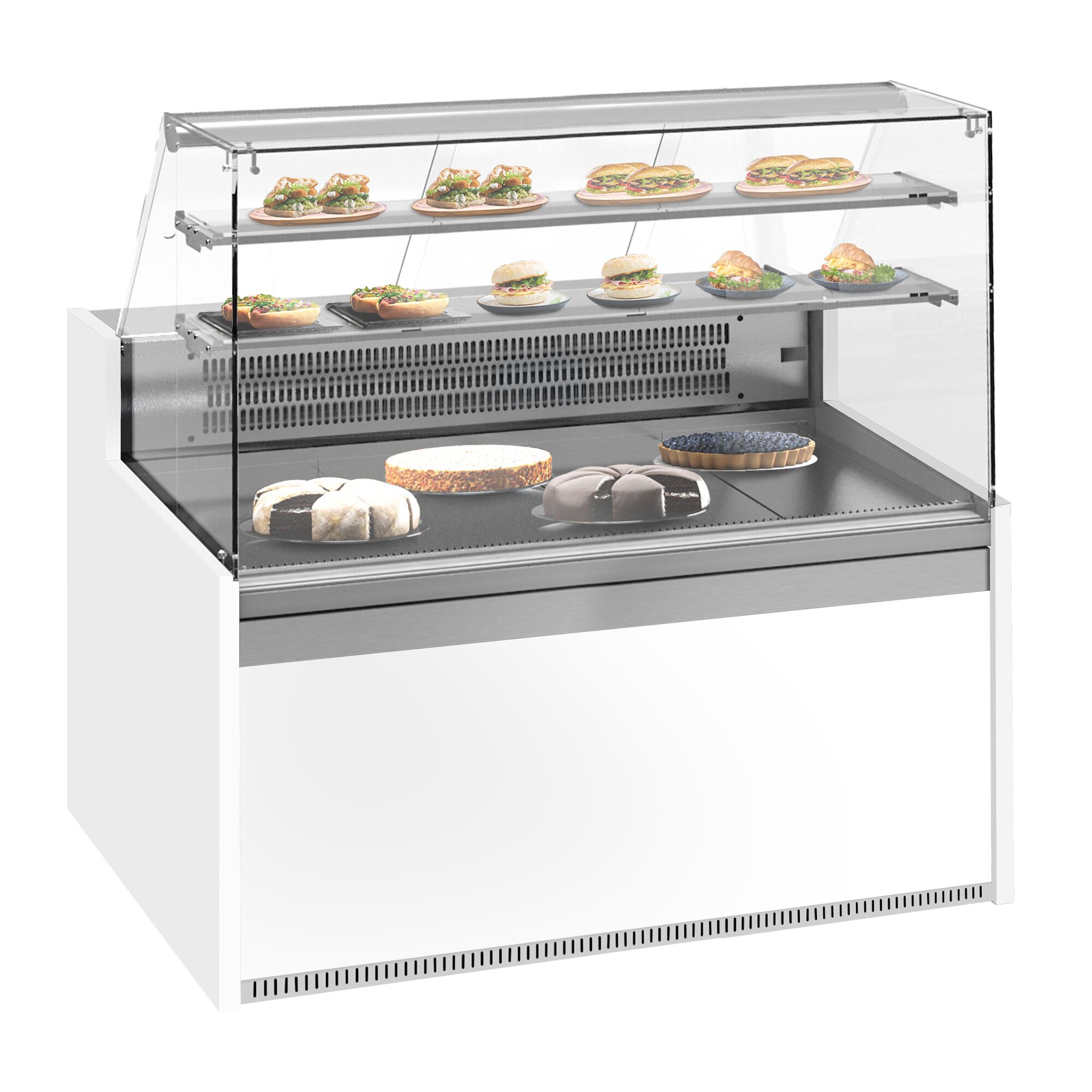 Comptoir vitrine réfrigérée - 1622x985mm - +4/+8°C - 2 portes - 2 étagères - Éclairage LED