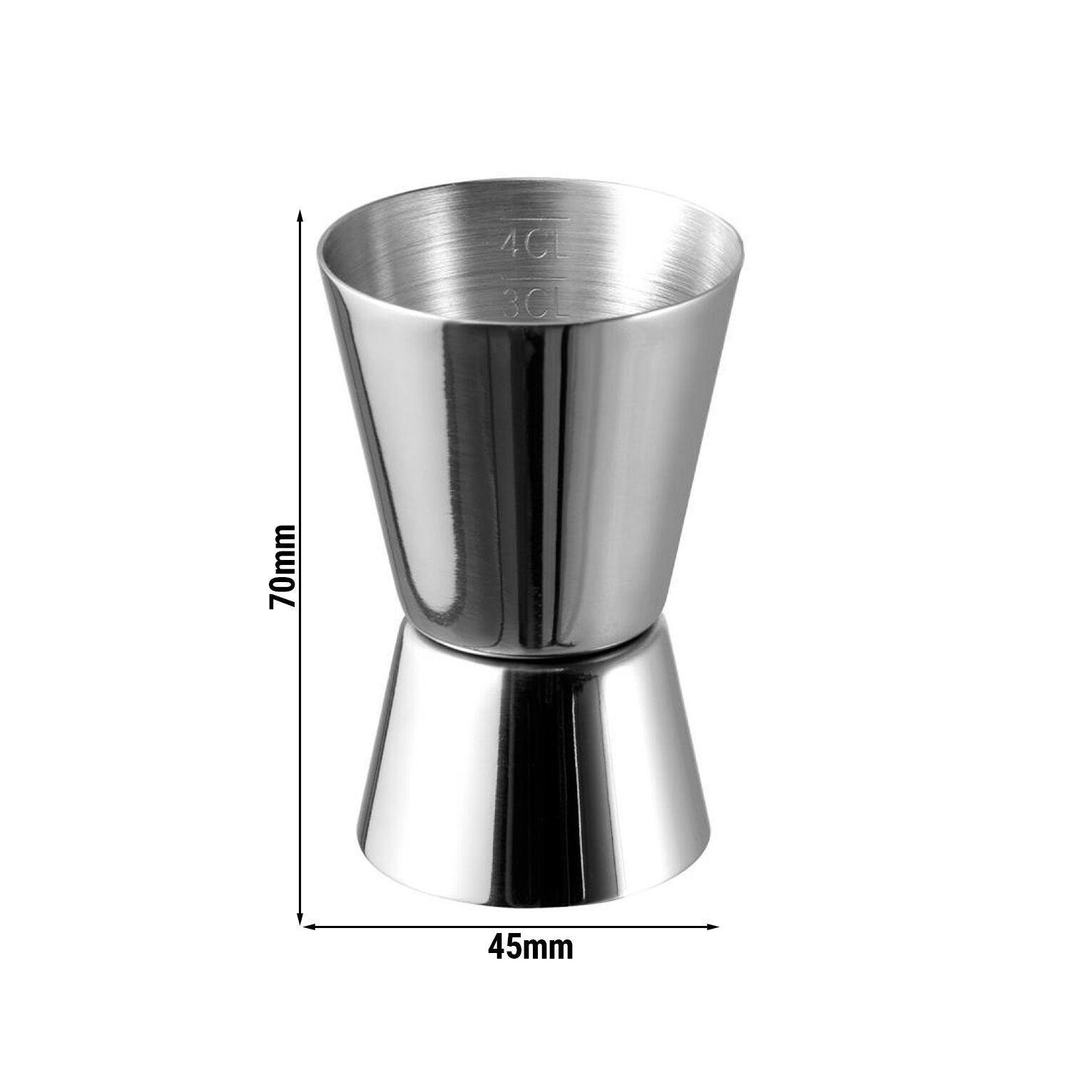 (6 pcs) Jigger double - acier inoxydable - 2cl/4cl (20/40 ml) - graduations intérieures gravées