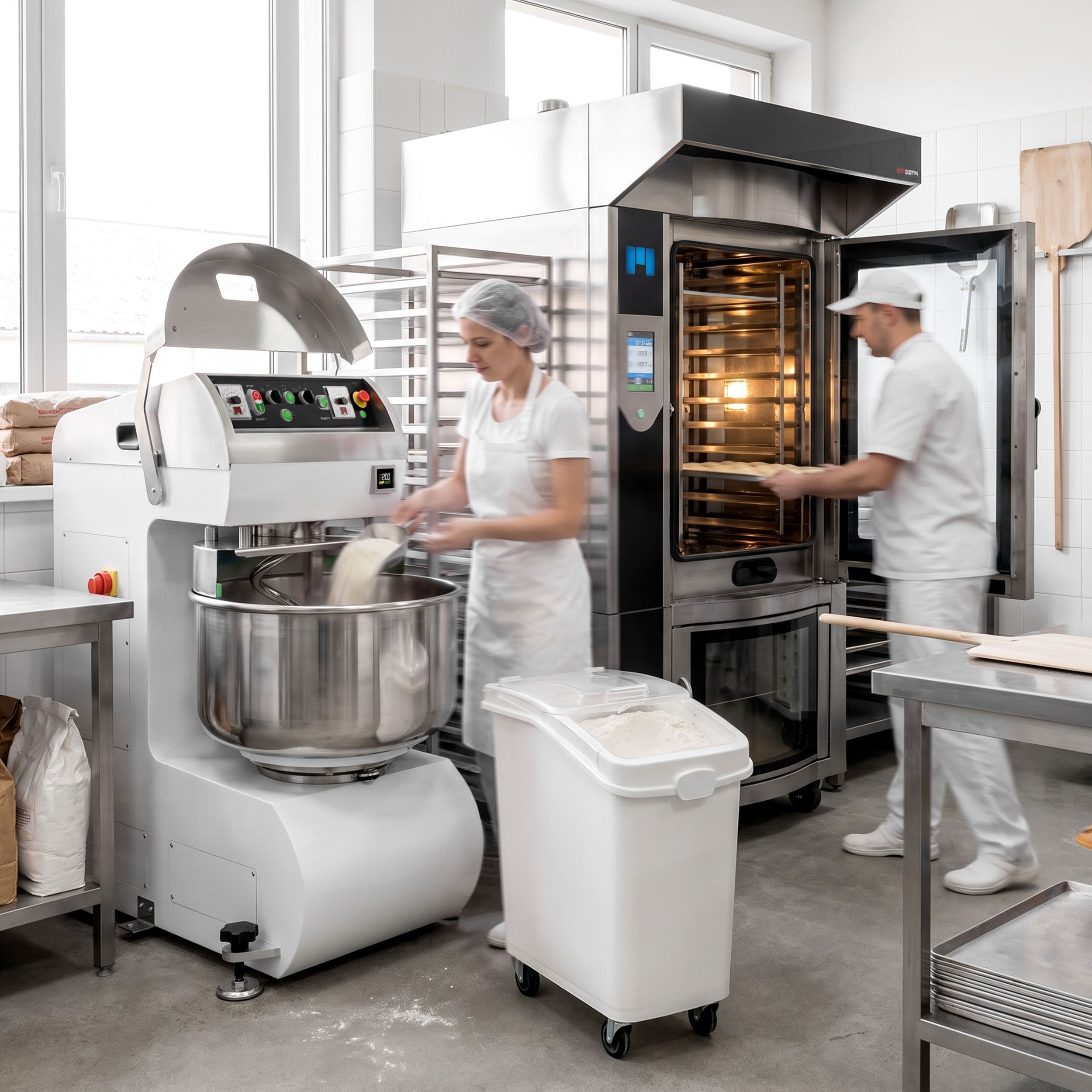 Impastatrice a spirale per panifici PREMIUM PLUS - 205L / 130kg - 2 velocità - testa fissa - a doppio motore - con timer - 400V trifase - per panificazione