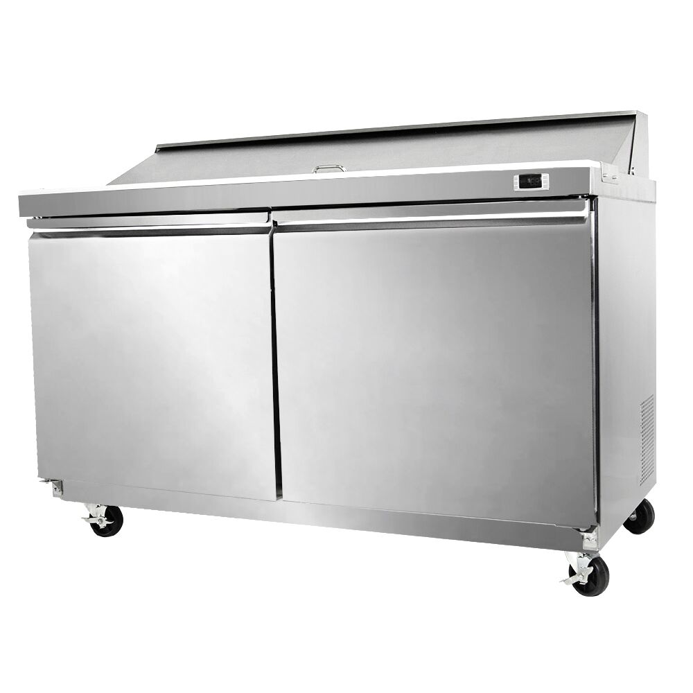 Commercial Saladette Counter American Style PREMIUM - 1230mm - 396L - 2 doors - open top for 12 x GN 1/6 - incl. 12x GN 1/6 pans