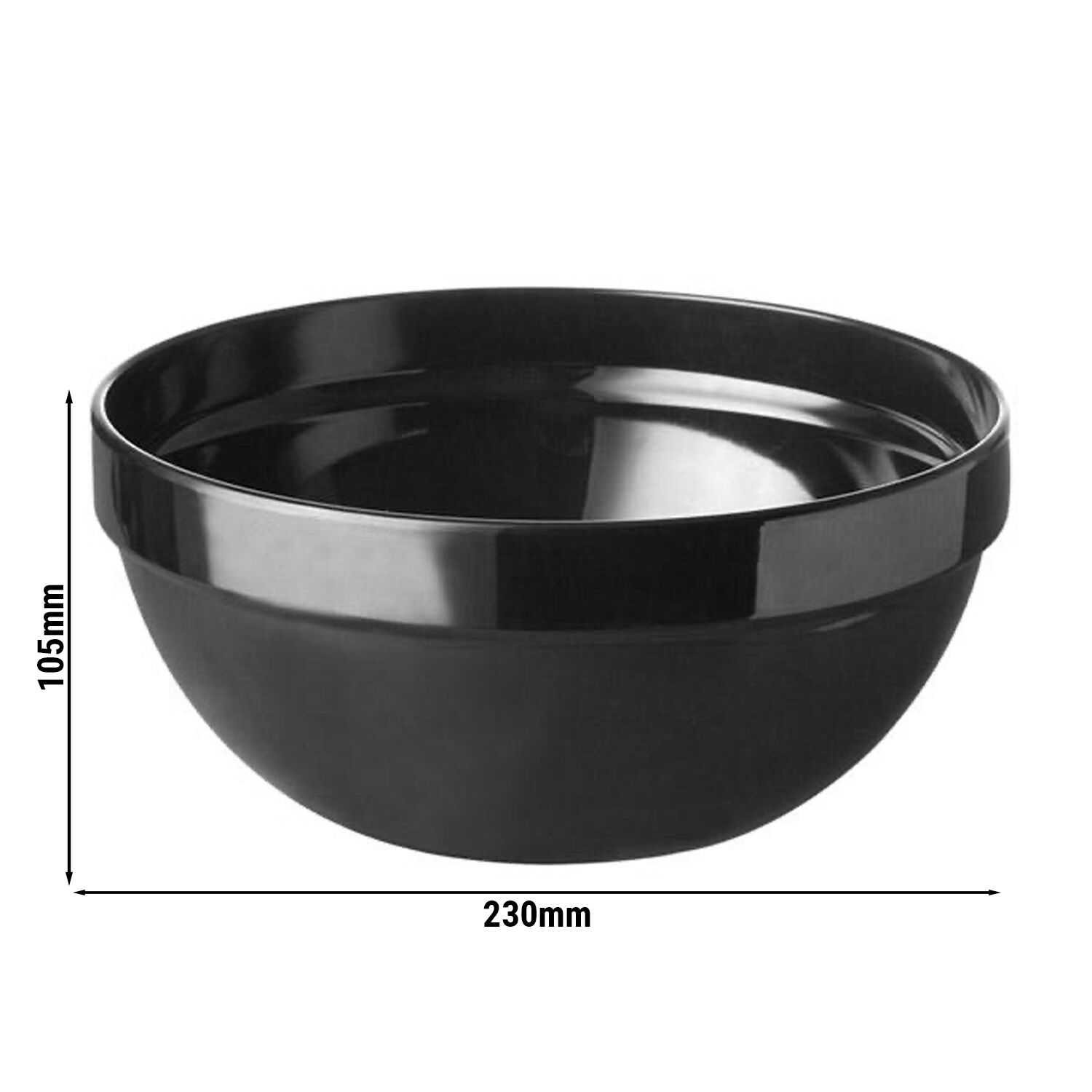 (6 pcs) Coupe - CASUAL MAXI - Mélamine - 2,5L - Ø 230mm - Profondeur : 105mm - Noir
