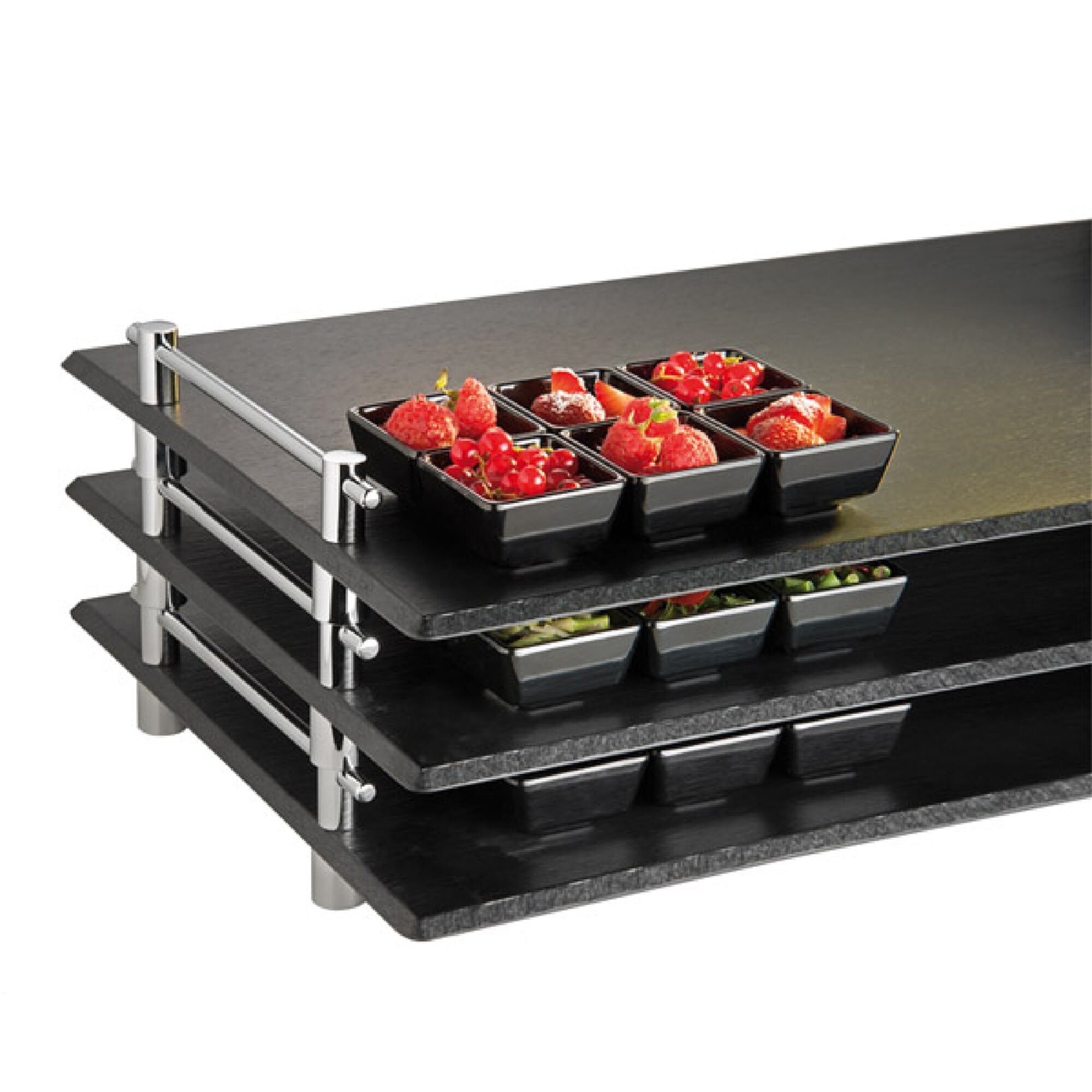 (6 pièces) Plateau GN 1/1 – SLATE – Mélamine – Hauteur : 60 mm – avec poignées – Noir