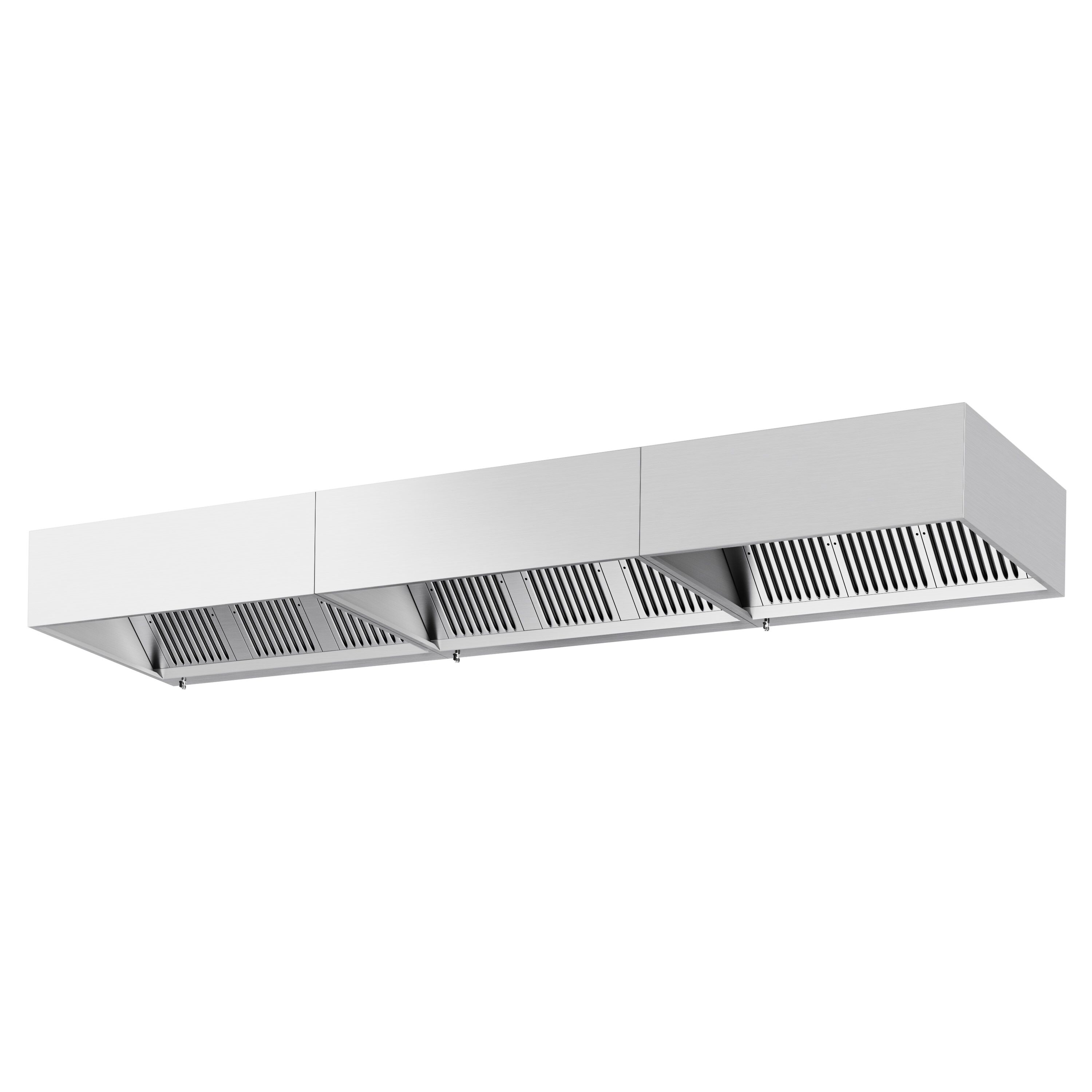 Hotte à adosser professionnelle - Profondeur 1100 - 4600mm - sans moteur - avec filtres et éclairage