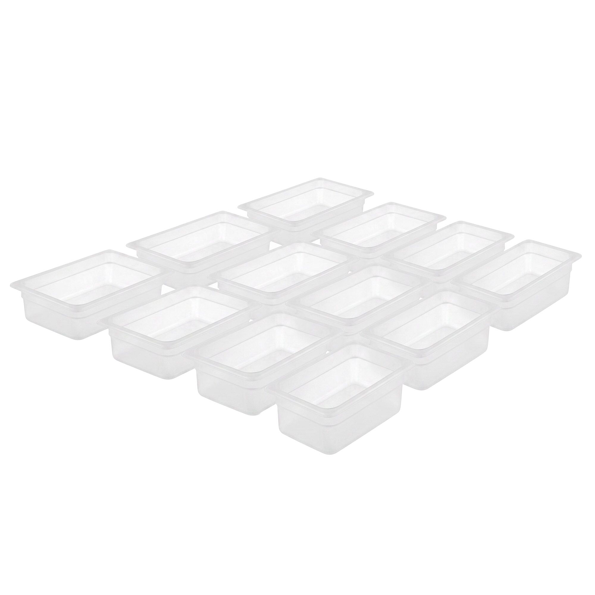 (12 pièces) Bac en Polypropylène - GN 1/2 - Translucide - 8,9 L - Hauteur : 150 mm