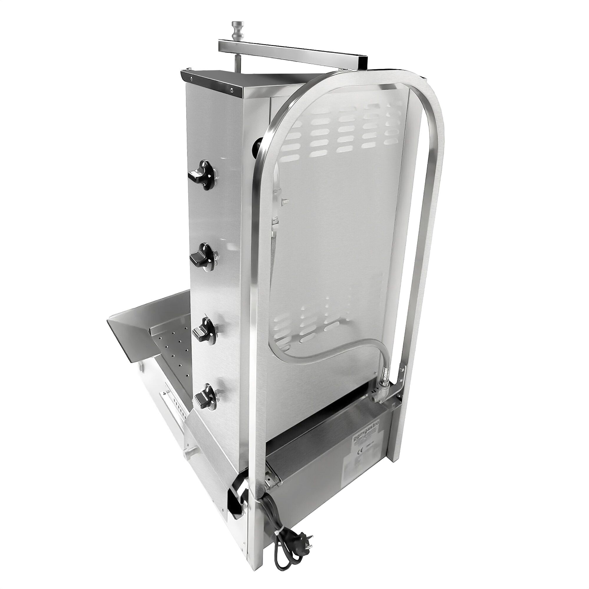Gas Doner Kebab Grill (Shawarma/Gyros) - 4 Burner - up to 60kg - 13kW - Countertop - incl. 2 splash guards & 2 double doors - For UK