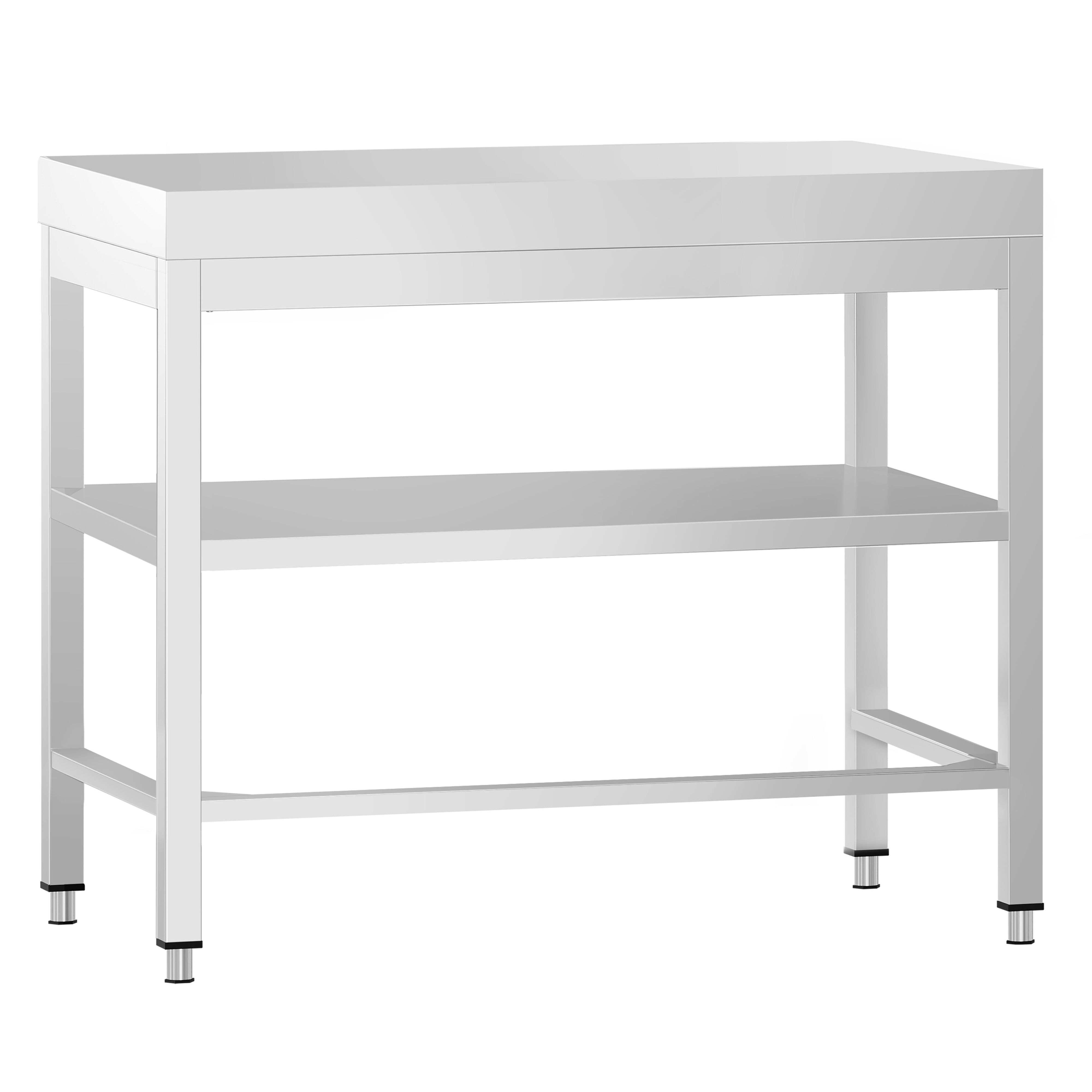 Table de travail en inox PREMIUM – 700x700 mm – avec tablette inférieure et renforts