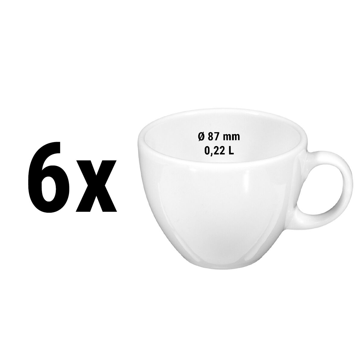 (6 stuks) SELTMANN WEIDEN | Cappuccino kop - 0,22 liter - Wit/Uni