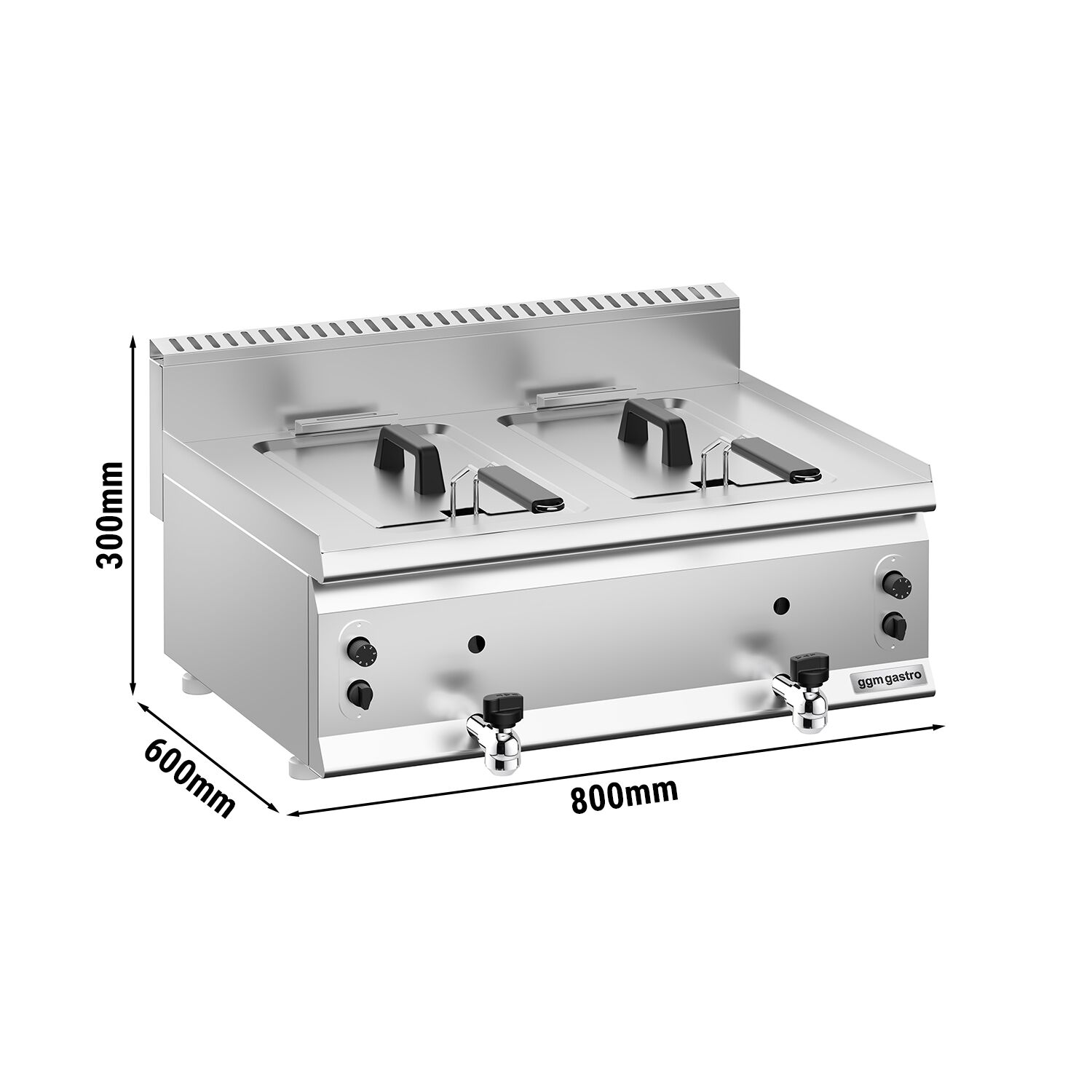 Friteuse à gaz double - 8 + 8 litres - 12 kW - avec robinet de vidange