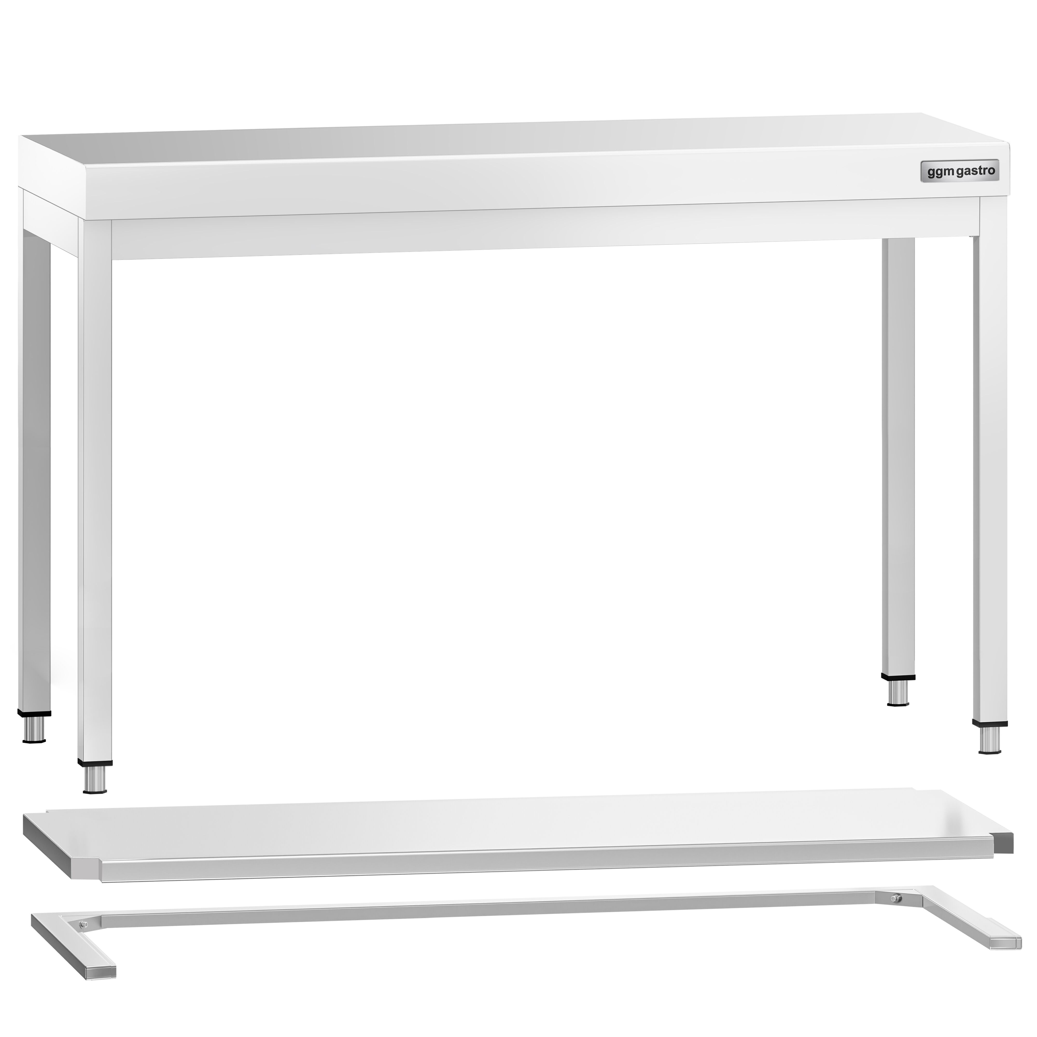 Table de travail inox PREMIUM - 1200 x 700 mm - avec tablette inférieure & Renforts