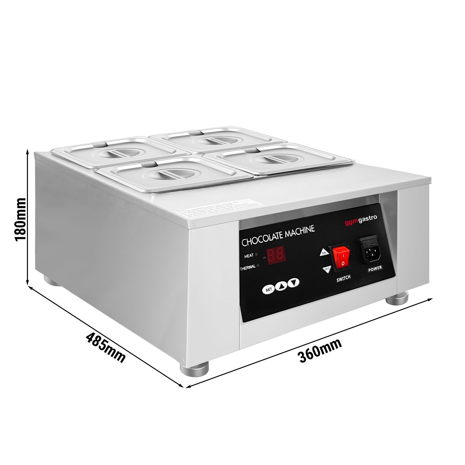 Fondoir à chocolat à bain-marie - 4x 1,7litres - 1kW