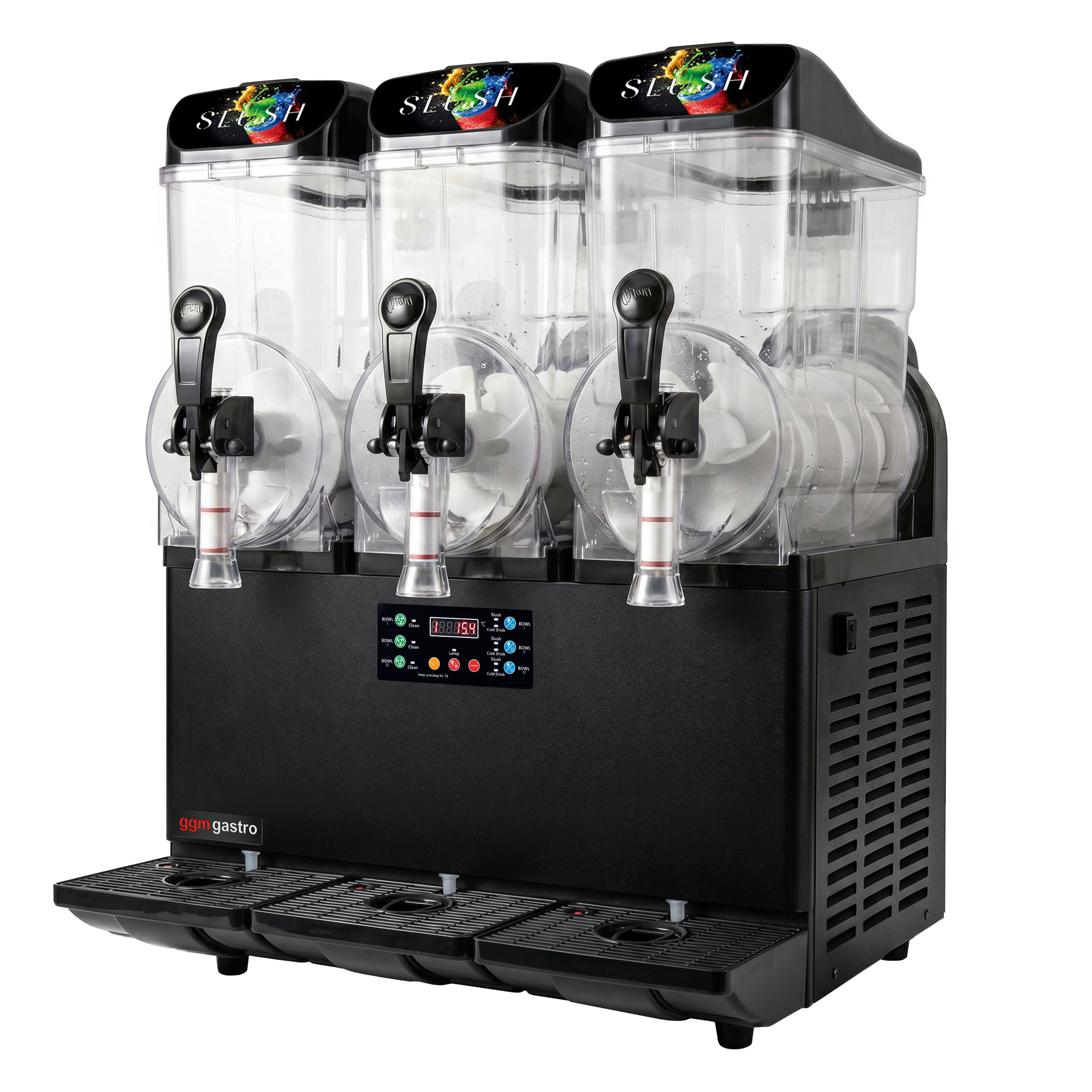 Slushmachine - 3 x 12 liter - 1,1 kW - digitaal - zwart
