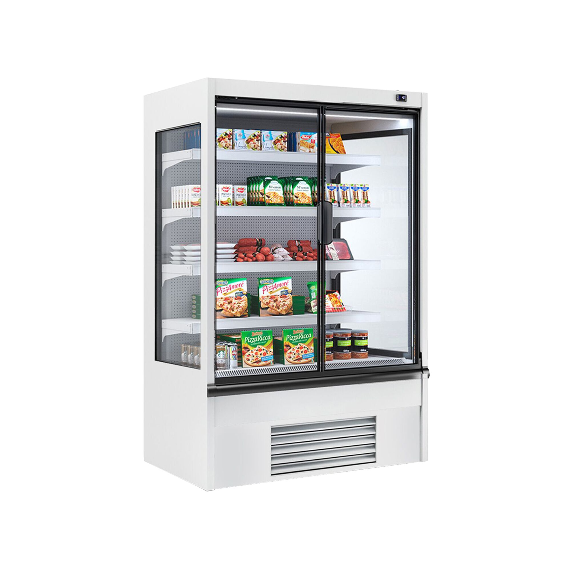 Commercial multideck display fridge - 1018mm - 602L - with 2 hinged glass doors & 4 shelves - White