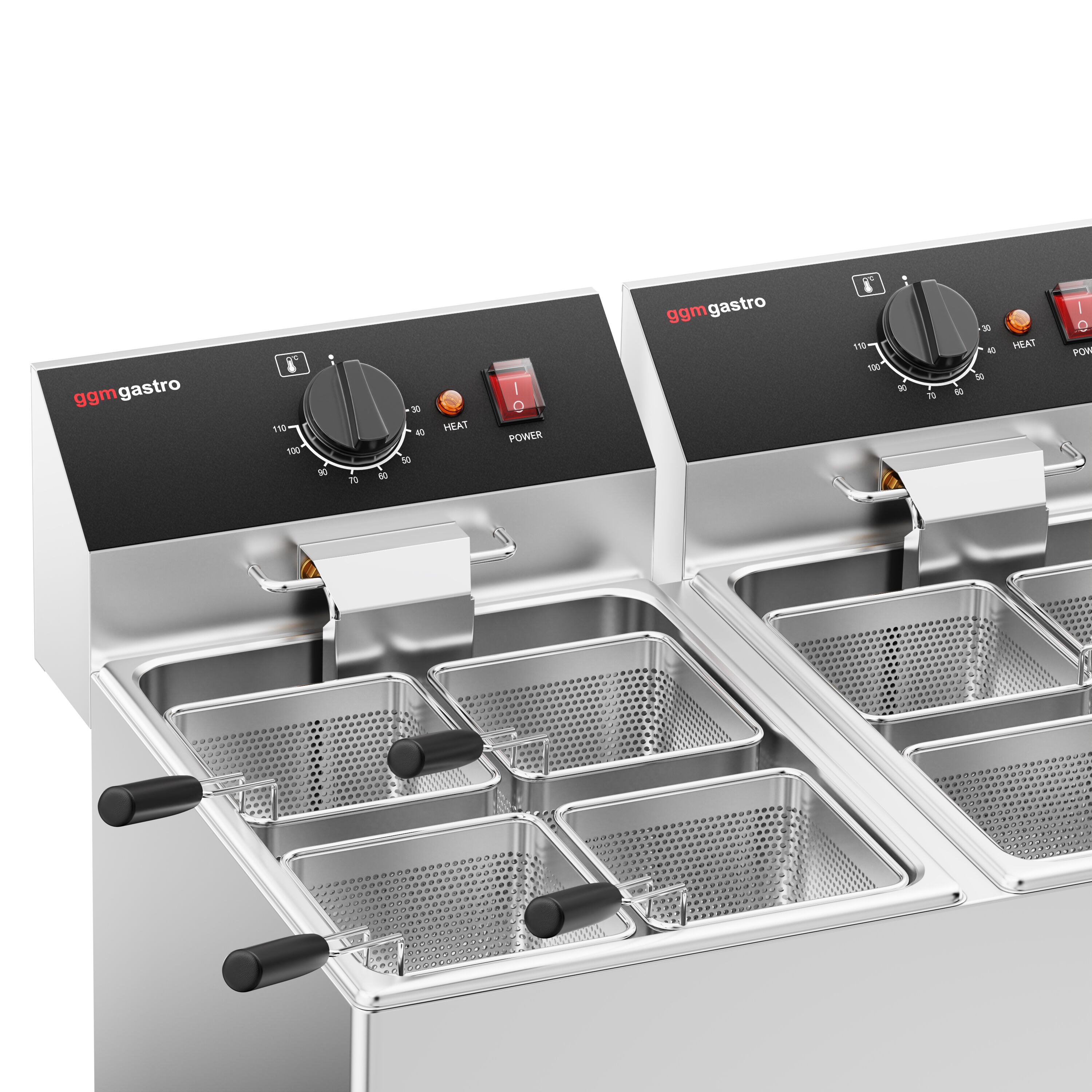 Cuiseur à pâtes électrique – 8 + 8 L – 6,5 kW – avec robinet de vidange – incl. 8 paniers