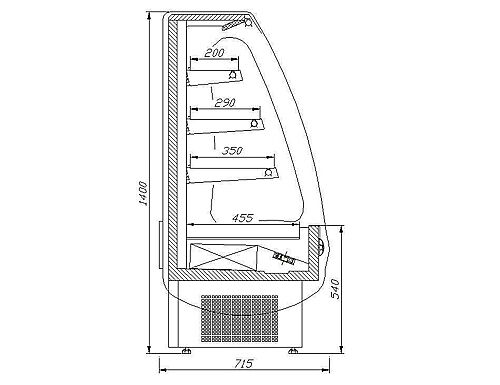 Commercial multideck display fridge - Open front - 600mm - with 3 shelves - incl. night blind - Grey