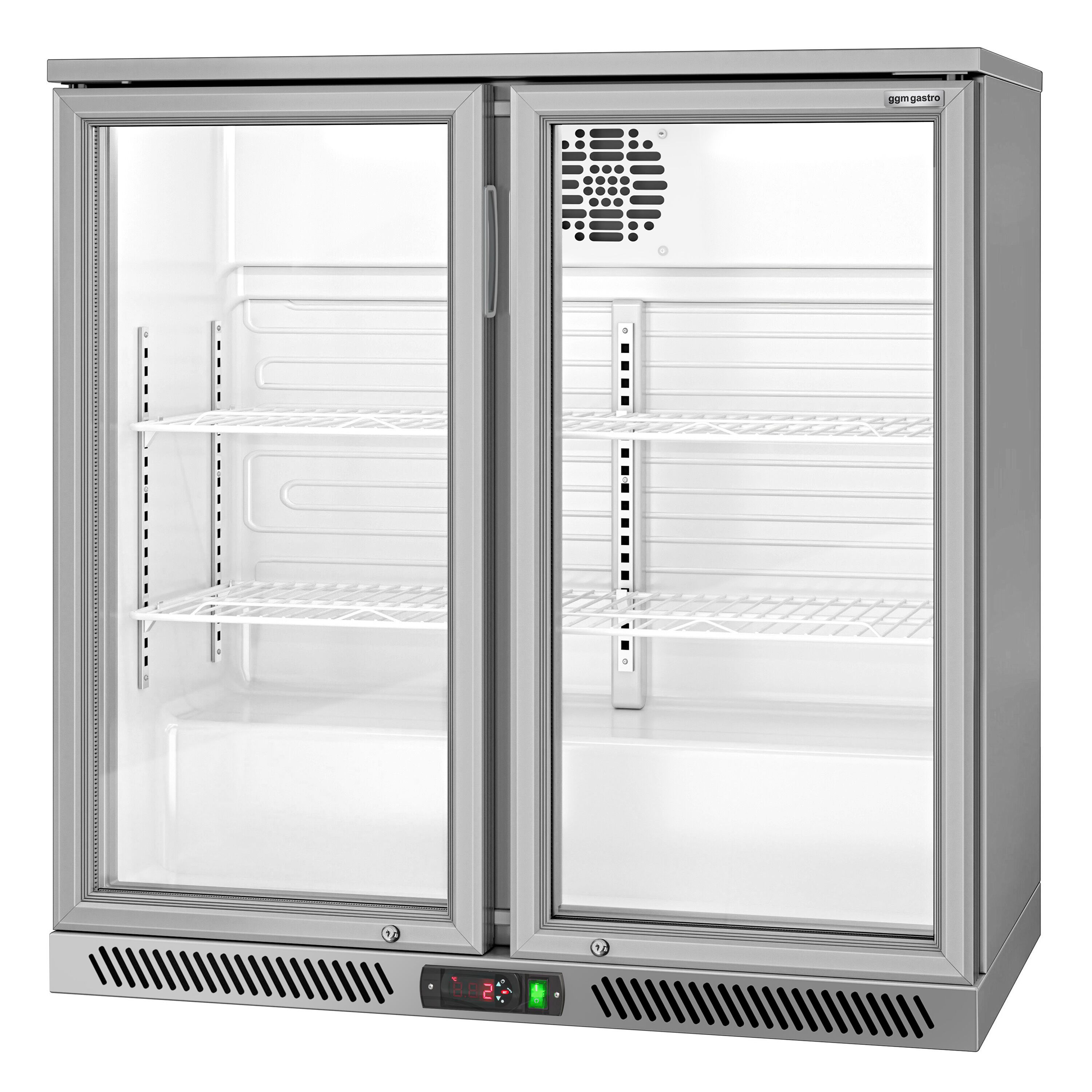 Réfrigérateur de bar – 900 mm – 220 litres – avec 2 portes vitrées battantes – Gris