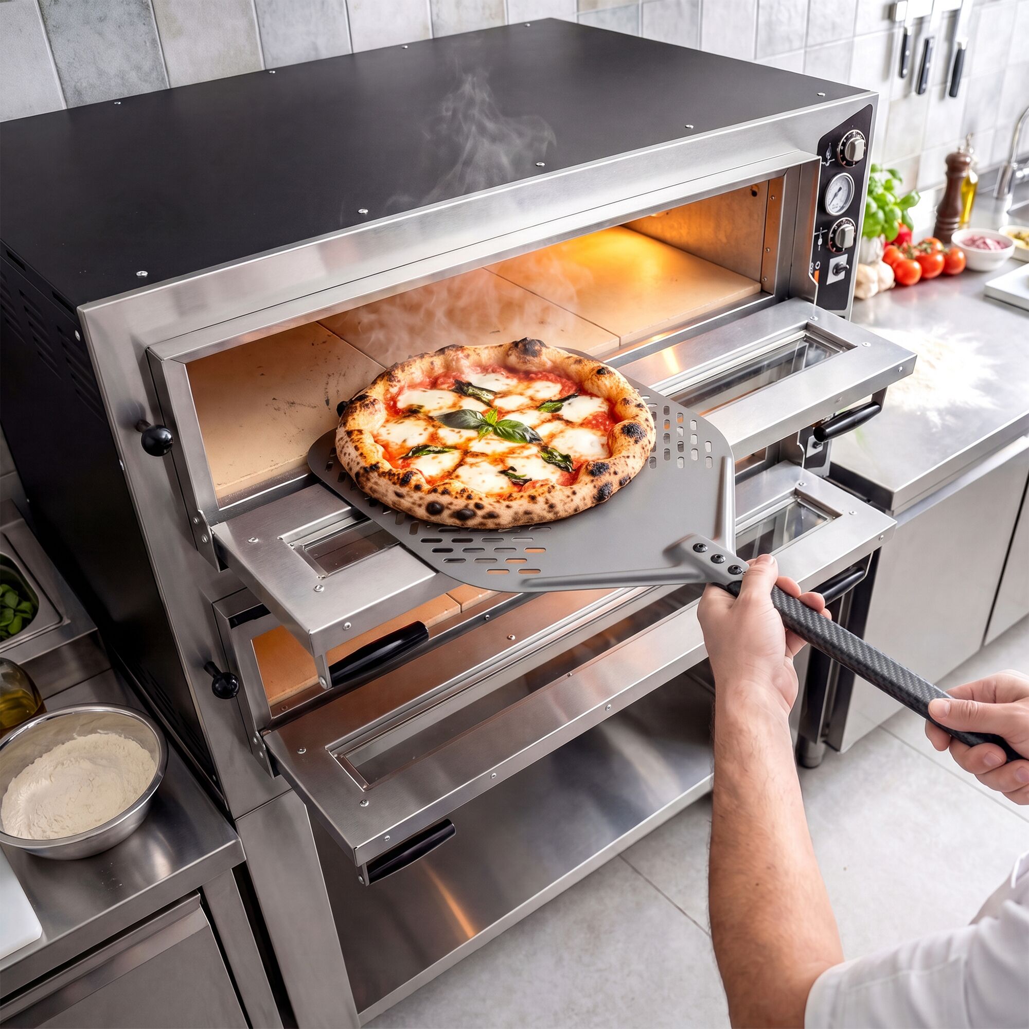 Pizzaspade – aluminium – skaft i kolfiber – 330 x 330 mm