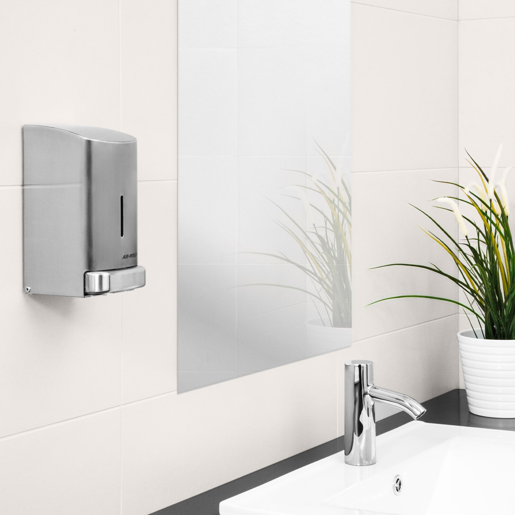 AIR-WOLF | Soap & Disinfectant Dispenser – Wall Mounted - Manual - 800 ml - Stainless - Stainless Steel - 102×124×208 mm