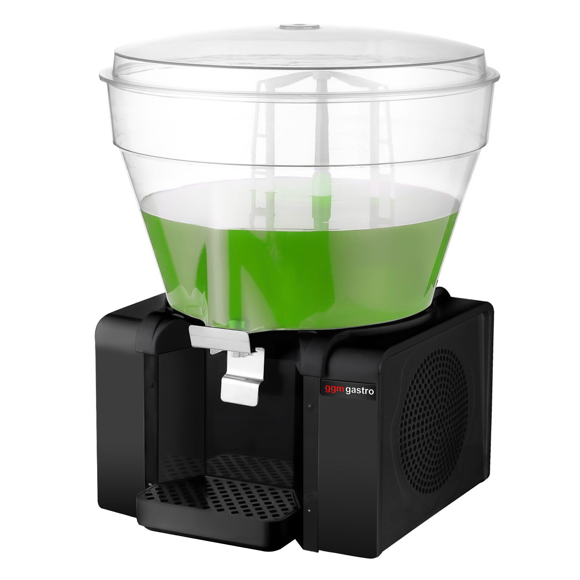 Ayran / Juice Dispenser - polycarbonate tank with tap & paddle agitation - 50 Litres - 400W - for frothy Ayran - Black - incl. drip tray