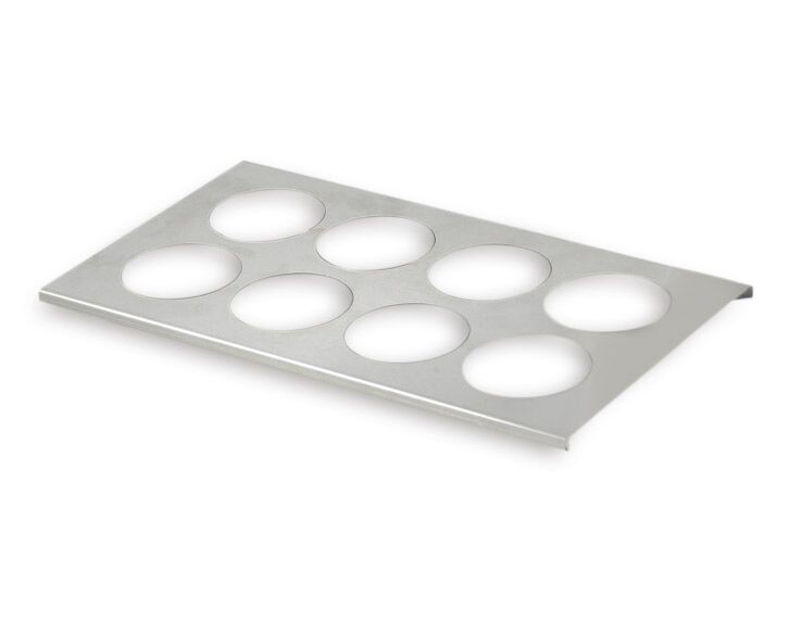 Flaskhållare - Bottle Organizer - Rostfritt stål - GN 1/3 - för 8 flaskor - för quetsch- och doserflaskor - passar till FFO-001 (355 ml) & FFO-002 (473 ml) - Ø 62 mm hål