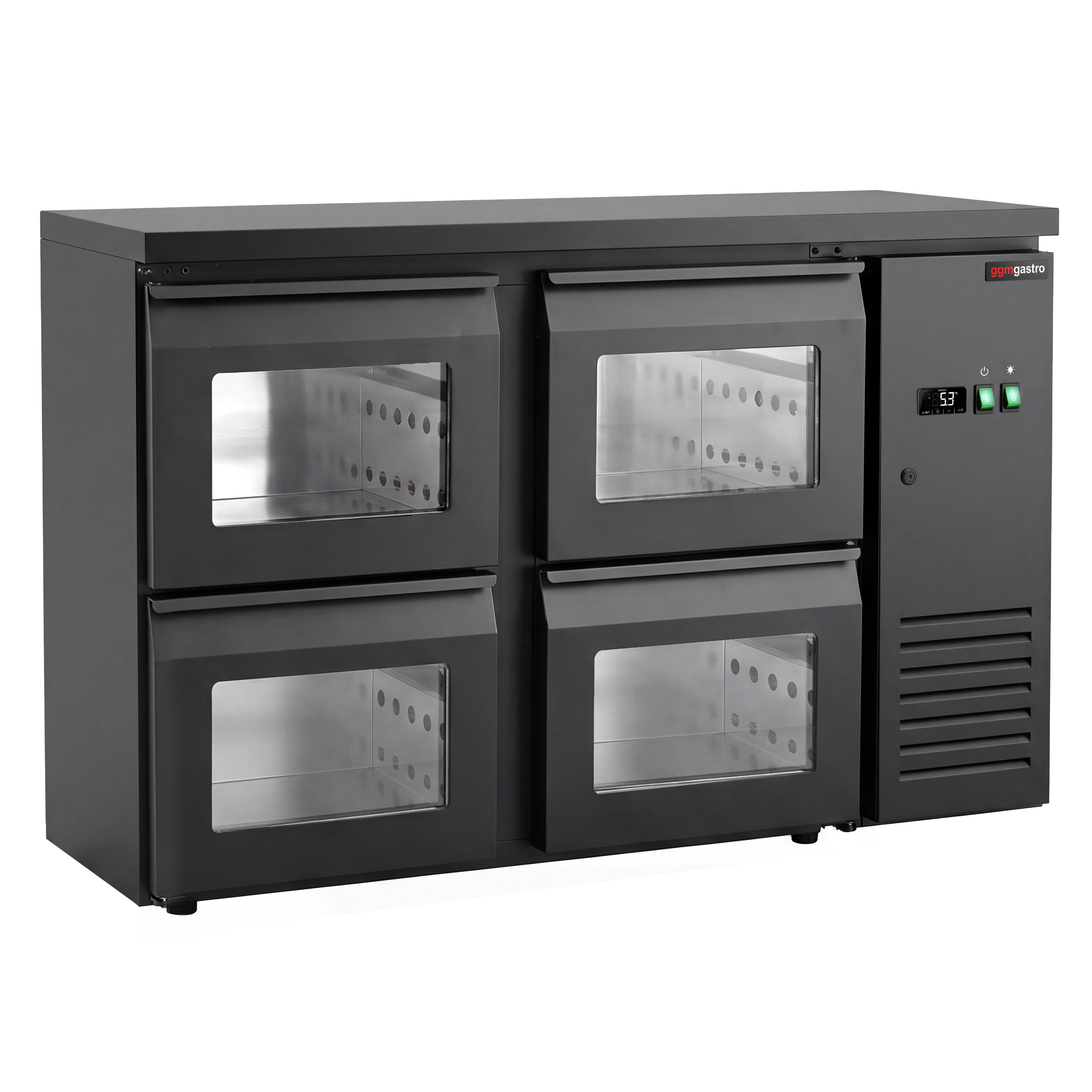 Commercial Back Bar Cooler ECO – 1460 mm – with 4 Glass Drawers – with RGB LED Lighting
