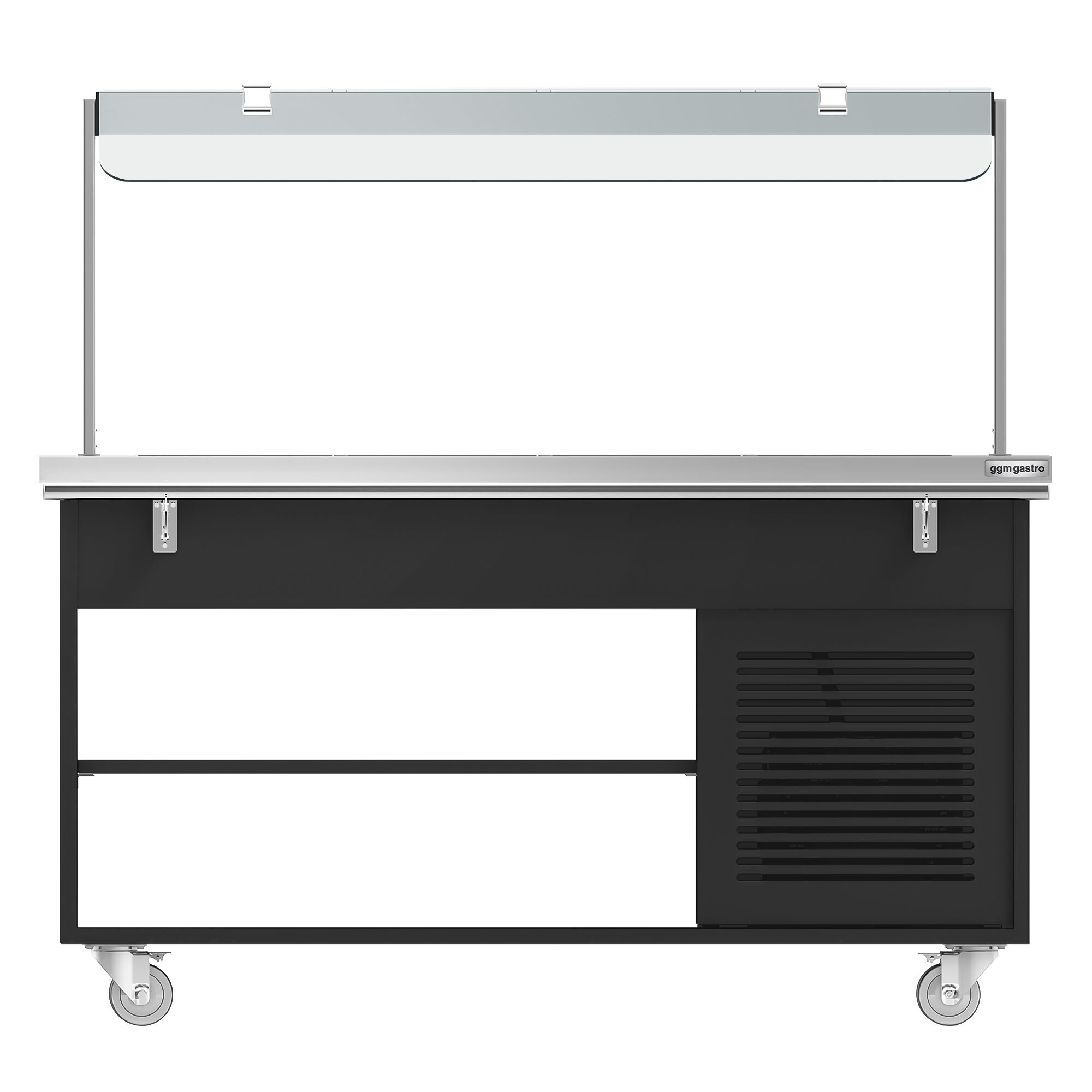 Buffet réfrigéré DANZIG - 1600mm - 4 bacs GN 1/1 - avec Glissière pour plateaux - Noir