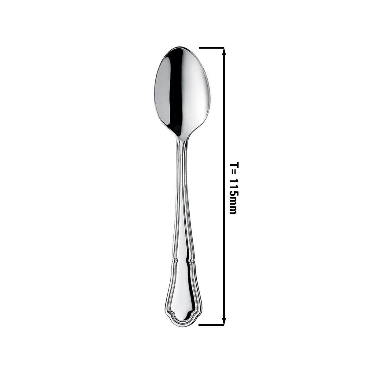(12 pcs) Cuillère à moka Vincenza - Acier inoxydable 18/10 - 115mm - 12 pièces