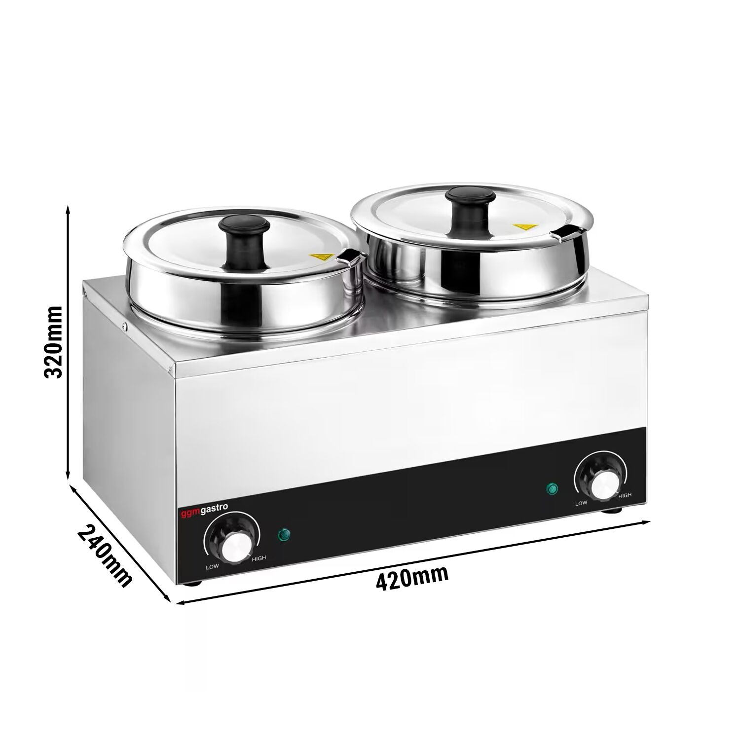 Commercial Electric Bain Marie - Wet Heat - 7L - 300W - 2 Round Pots with each 3,5L