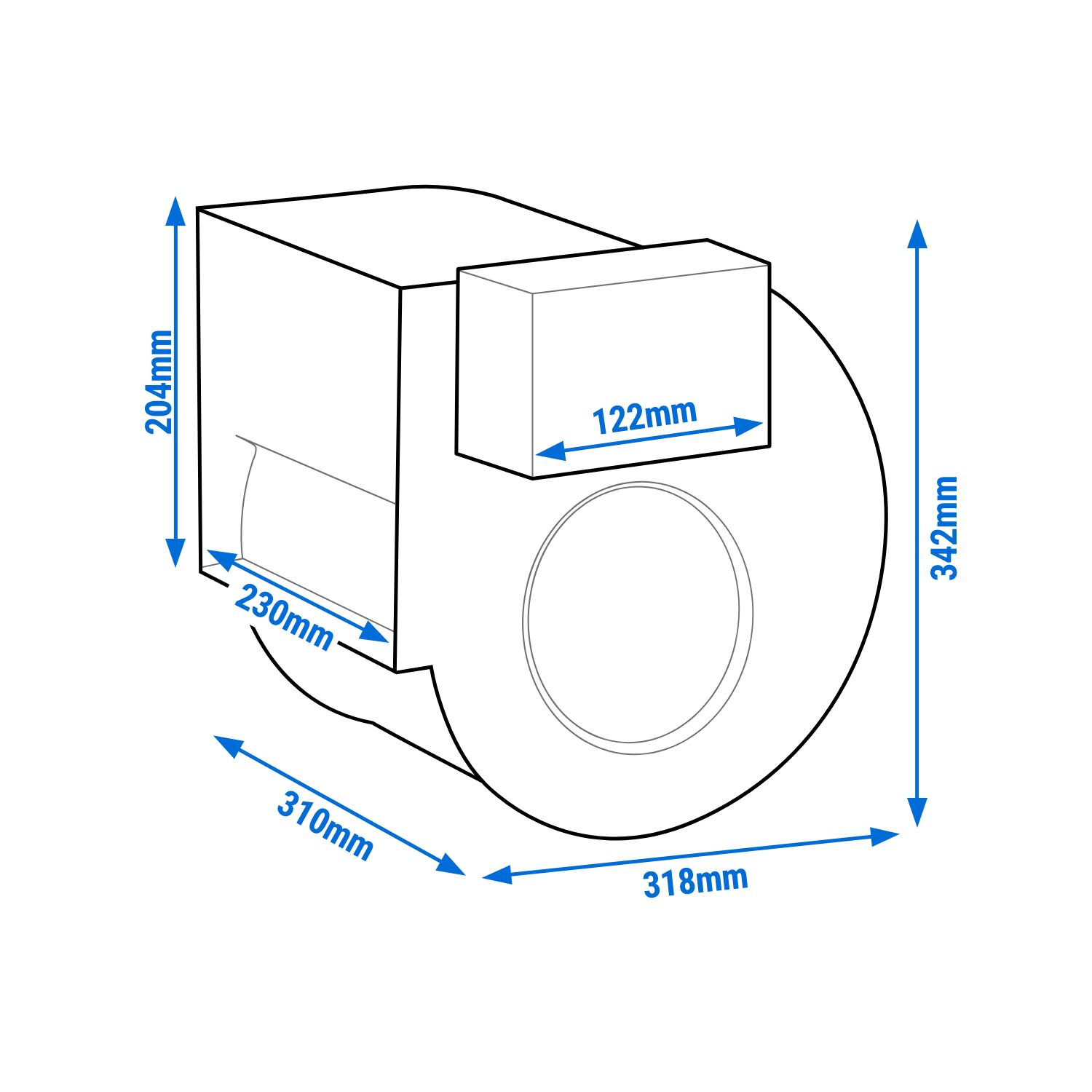 Ventilateur radial – 1300 m³/h – pour hottes murales