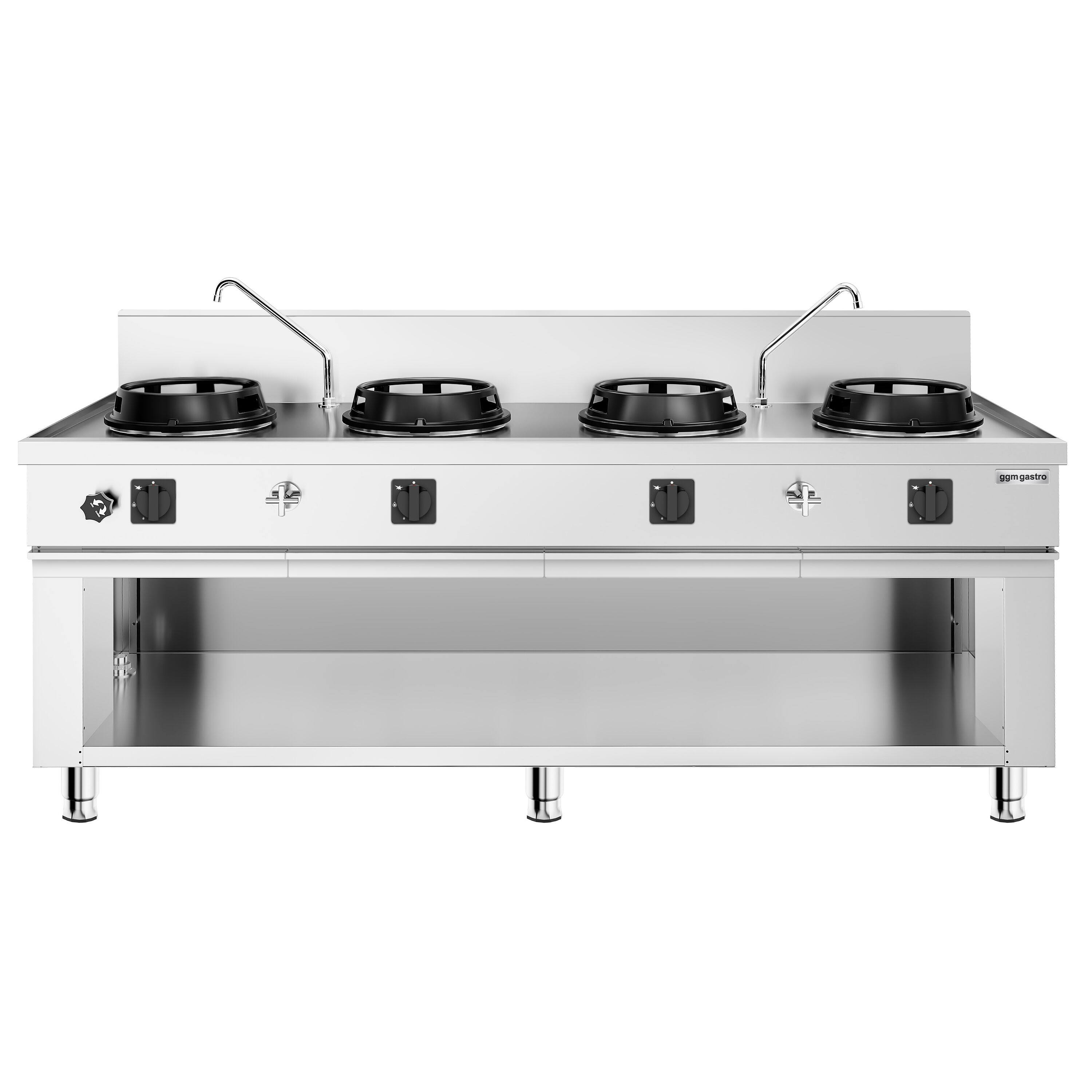Cuisinière Wok à Gaz - 60 kW - 4 Brûleurs - incl. 2 Robinets
