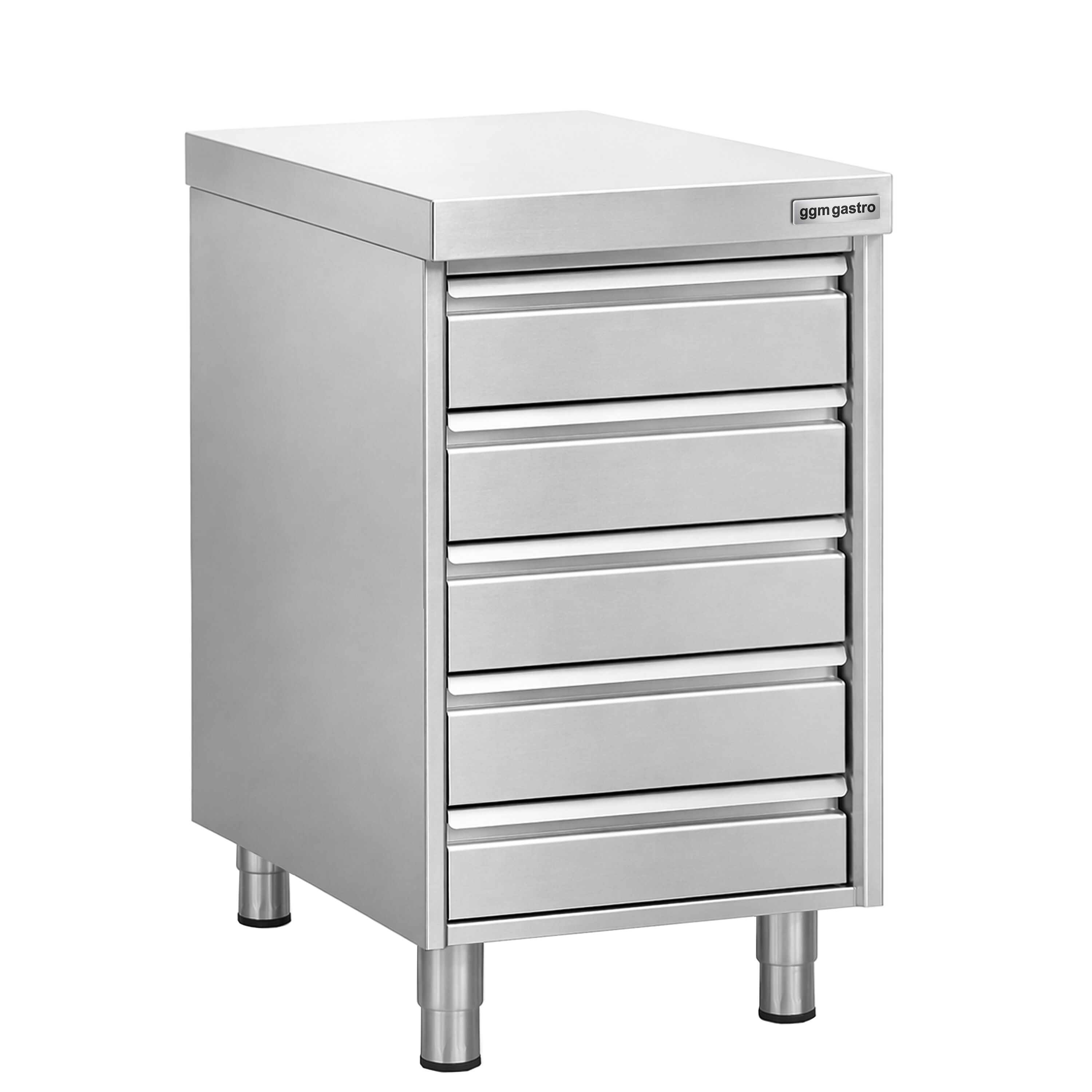 Meuble bas à tiroirs - Acier inoxydable - avec 5 tiroirs - 500x700mm