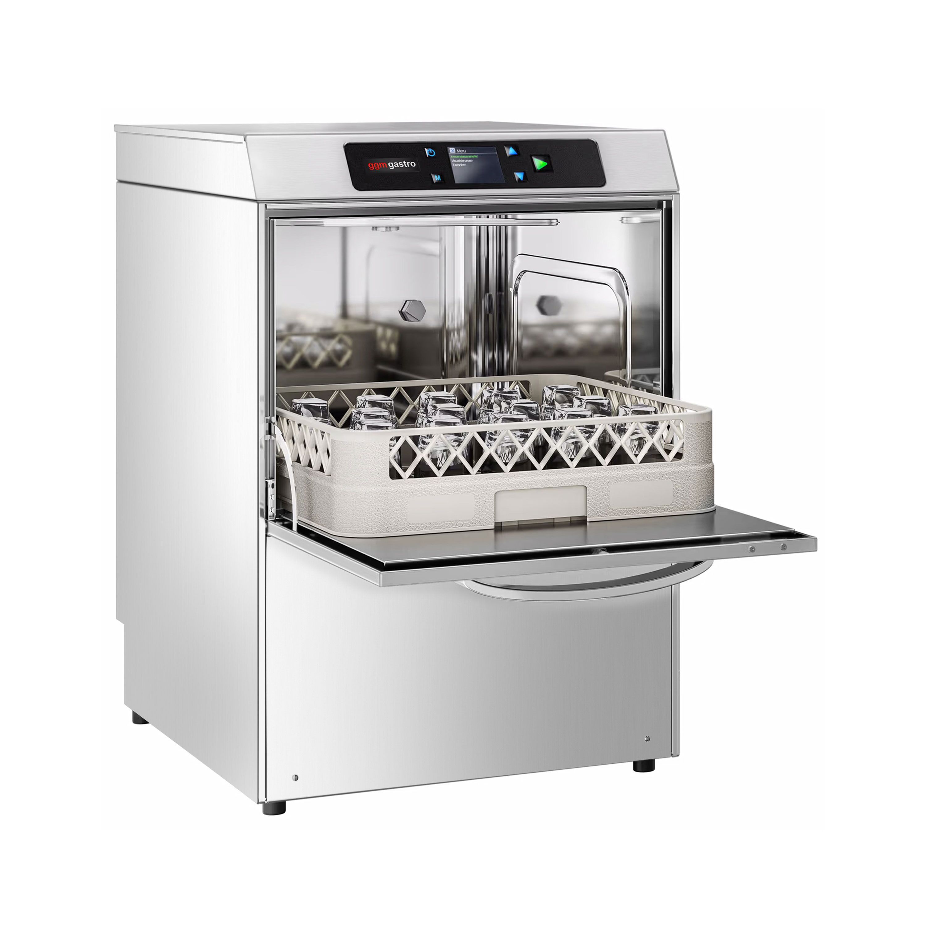 Lave-verres professionnel à double paroi - Numérique - 3,40kW - avec pompes à détergent, de liquide de rinçage et de vidange & option Wi‑Fi