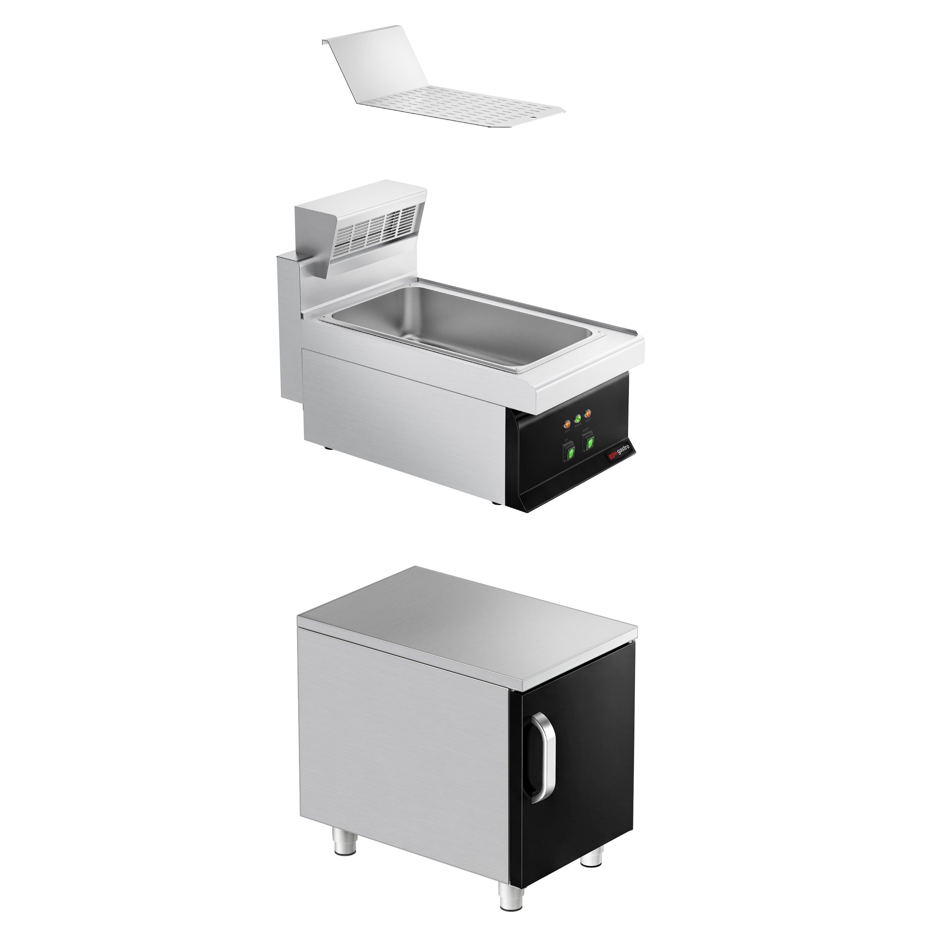 Electric Chip Scuttle - 1.17kW - 1x GN 1/1 - with base cupboard - 1 Door