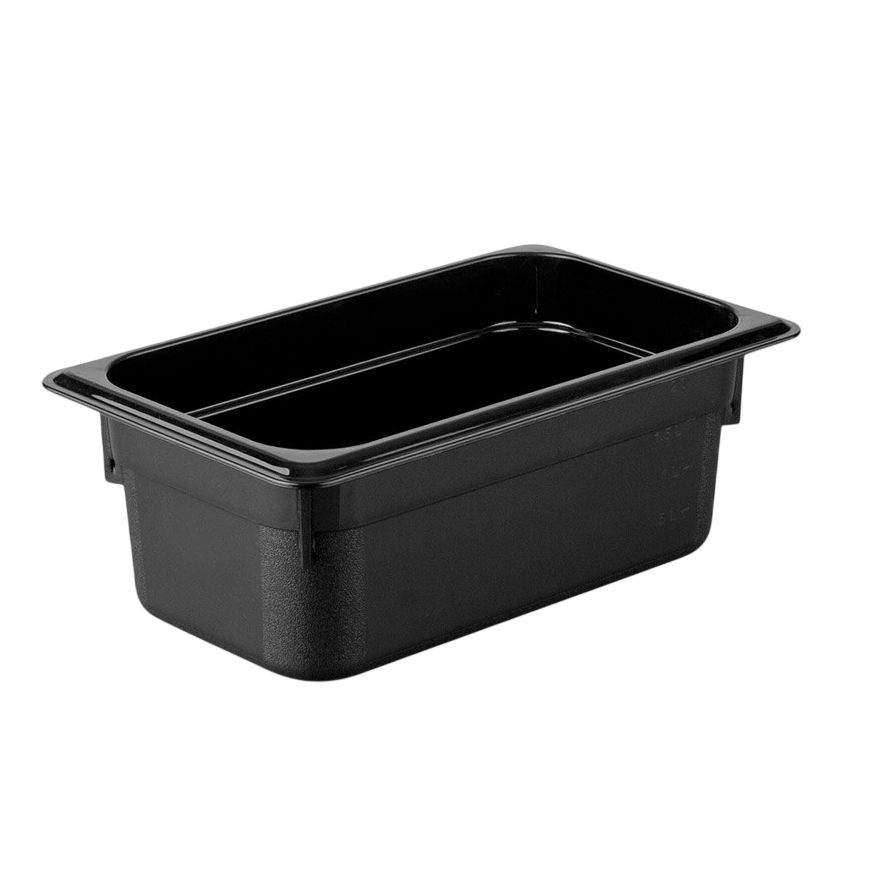 (6 Stück) Polycarbonat-Behälter GN 1/4 - Schwarz - Höhe: 100mm