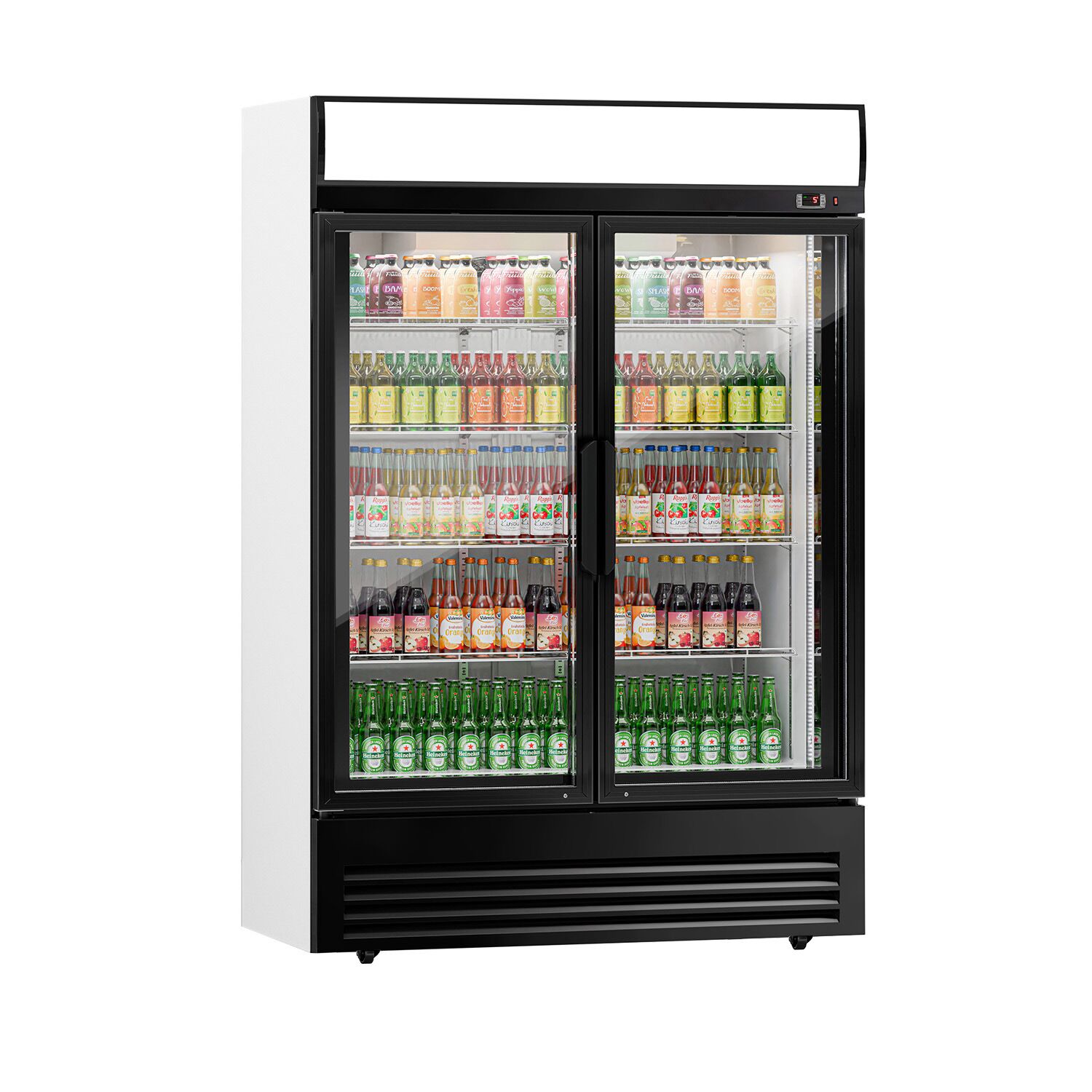 Vitrine réfrigérée à boissons - 1295mm - 880 L - 2 portes vitrées - éclairage LED - thermostat numérique - Noir - +2 à +8 °C