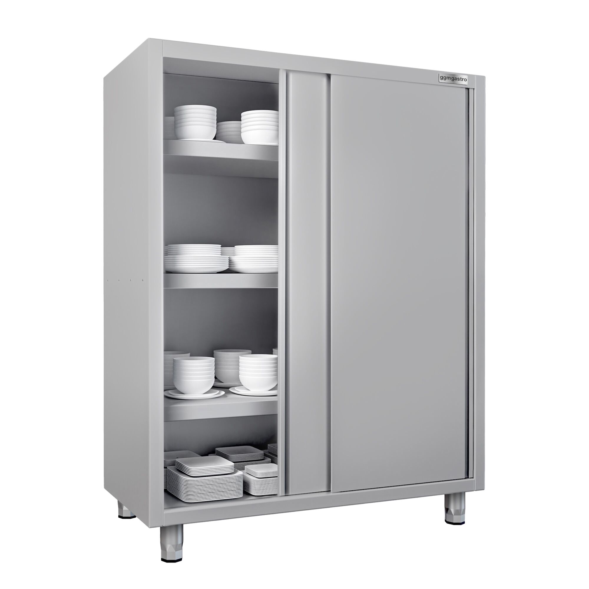 Armoire haute en inox ECO - 1400x600mm - 2 portes coulissantes - Hauteur: 1800mm