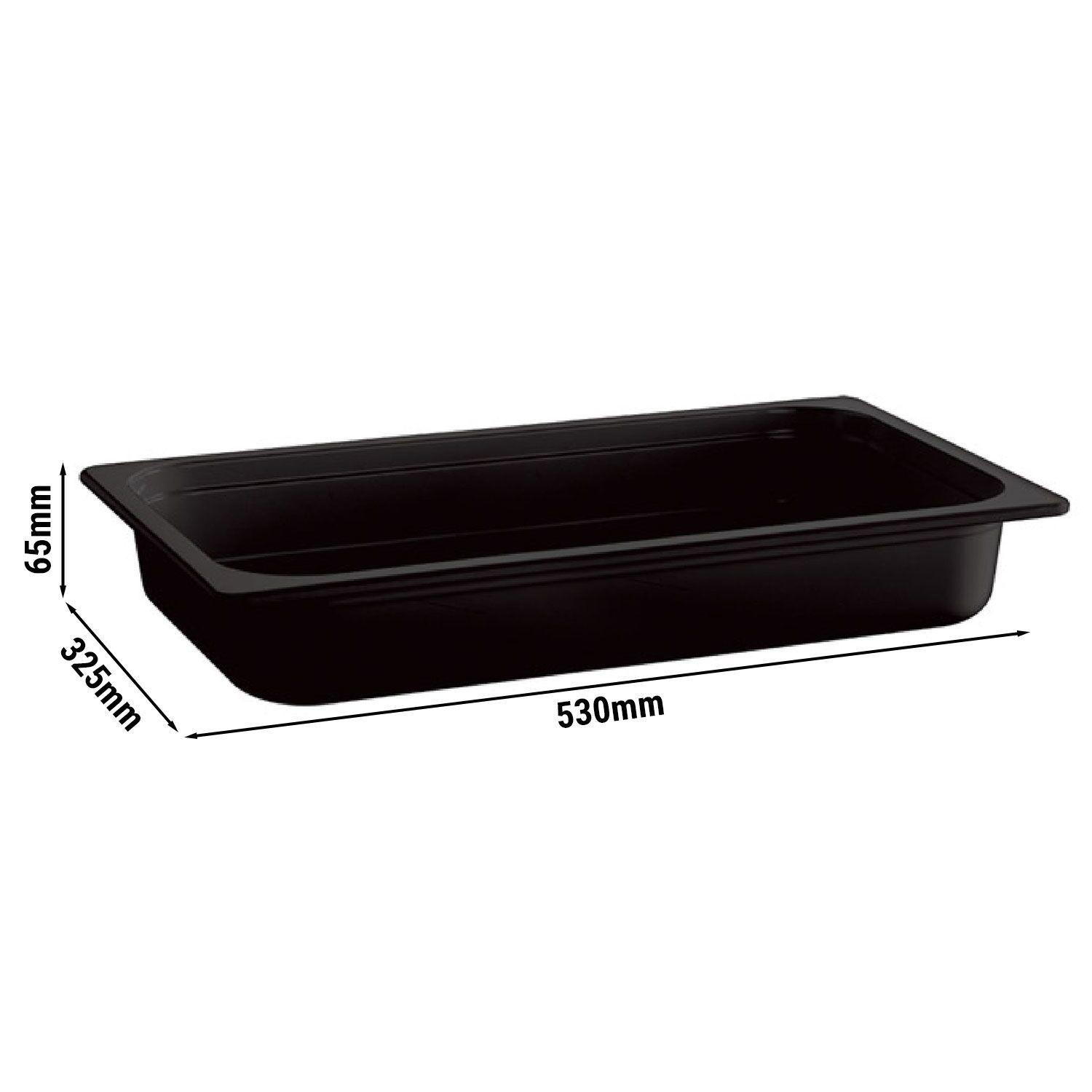 (6 pcs) Melamine Gastronorm Tray GN 1/1 - ECO - Black - 7.1L - Depth: 65mm