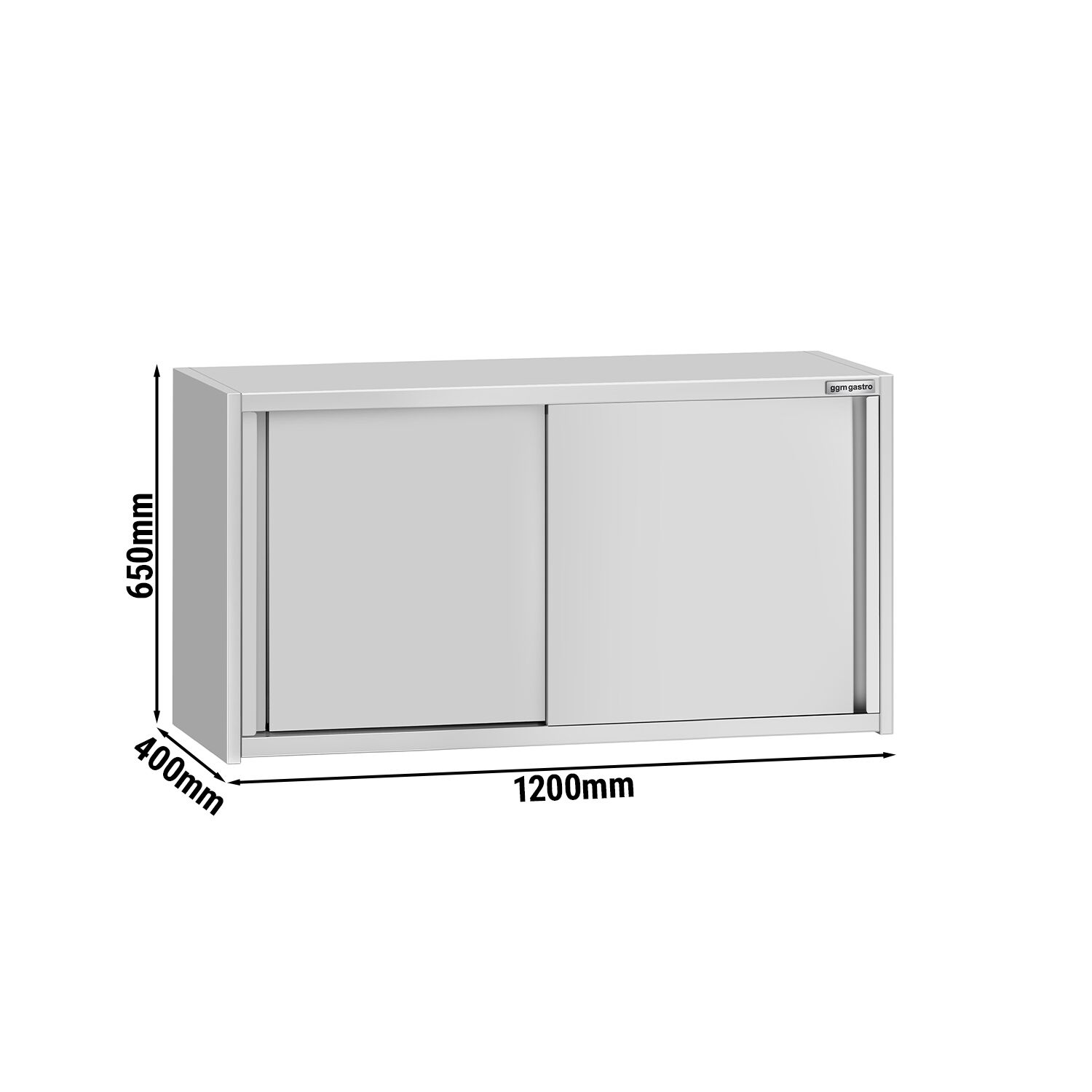Armoire murale en acier inoxydable ECO - 1200x400mm - avec portes coulissantes - 650mm de haut