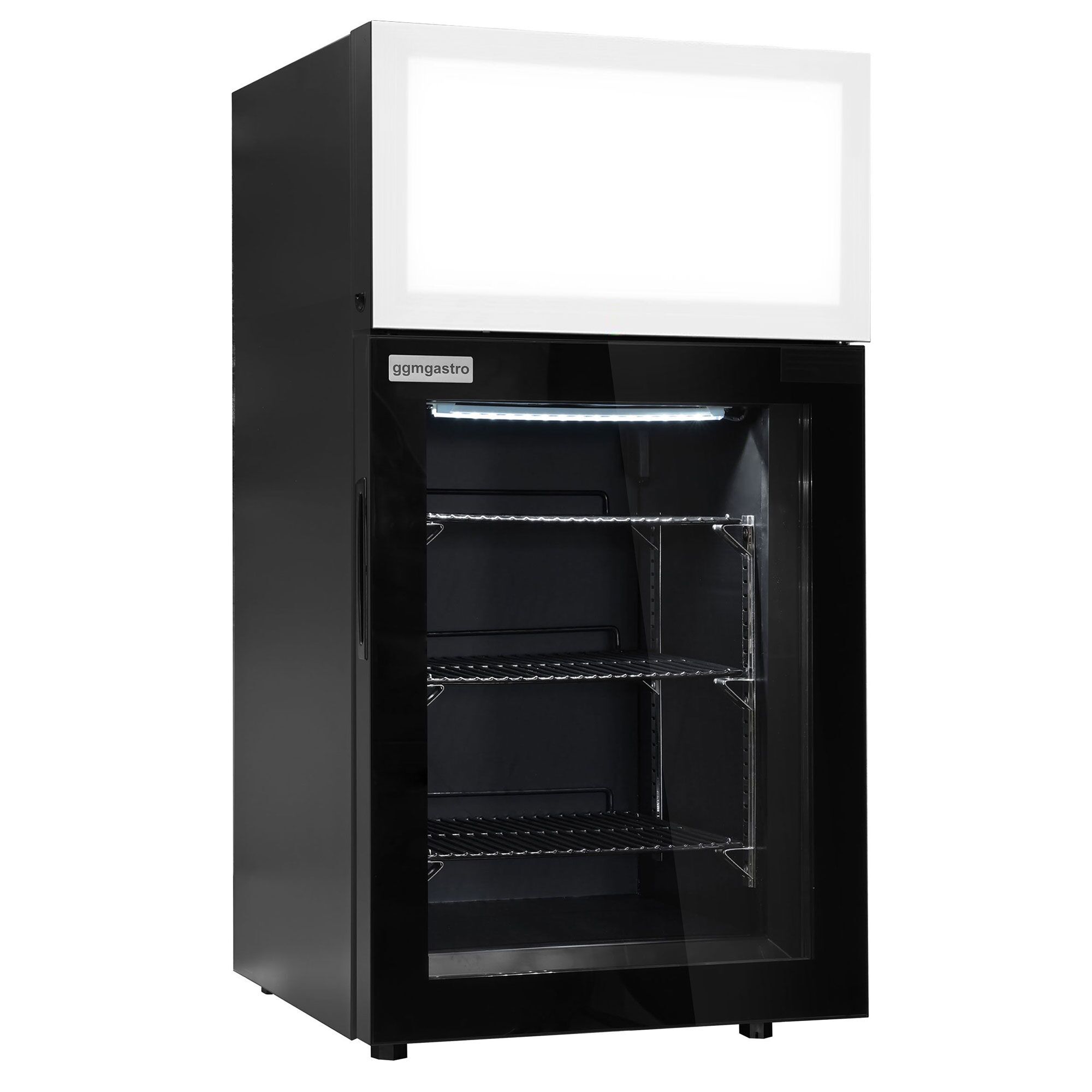 Mini congélateur - 460mm - avec 1 porte en verre - Noir - porte réversible