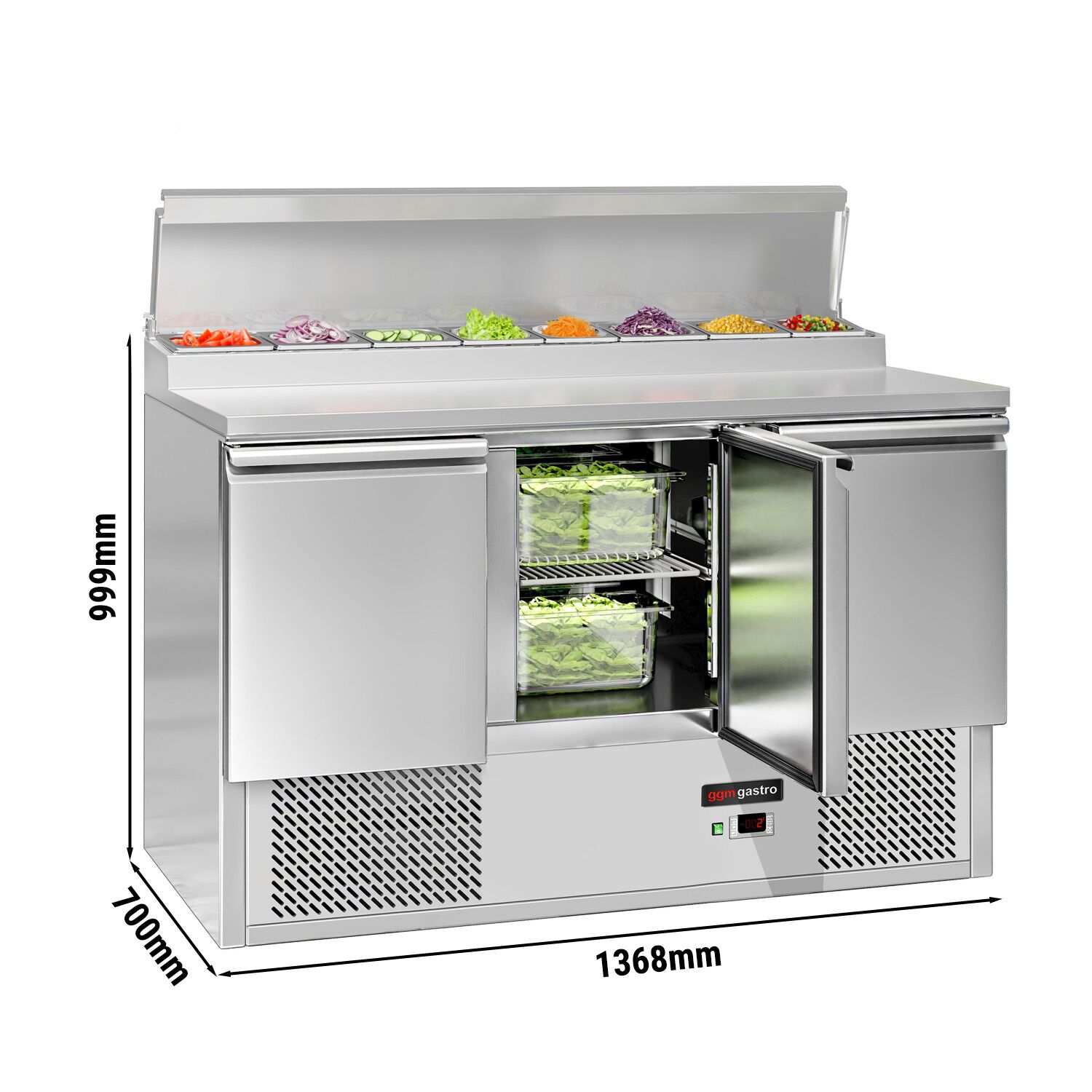 Table de préparation Mini ECO - 1368 mm - 3 portes - pour 8x GN 1/6