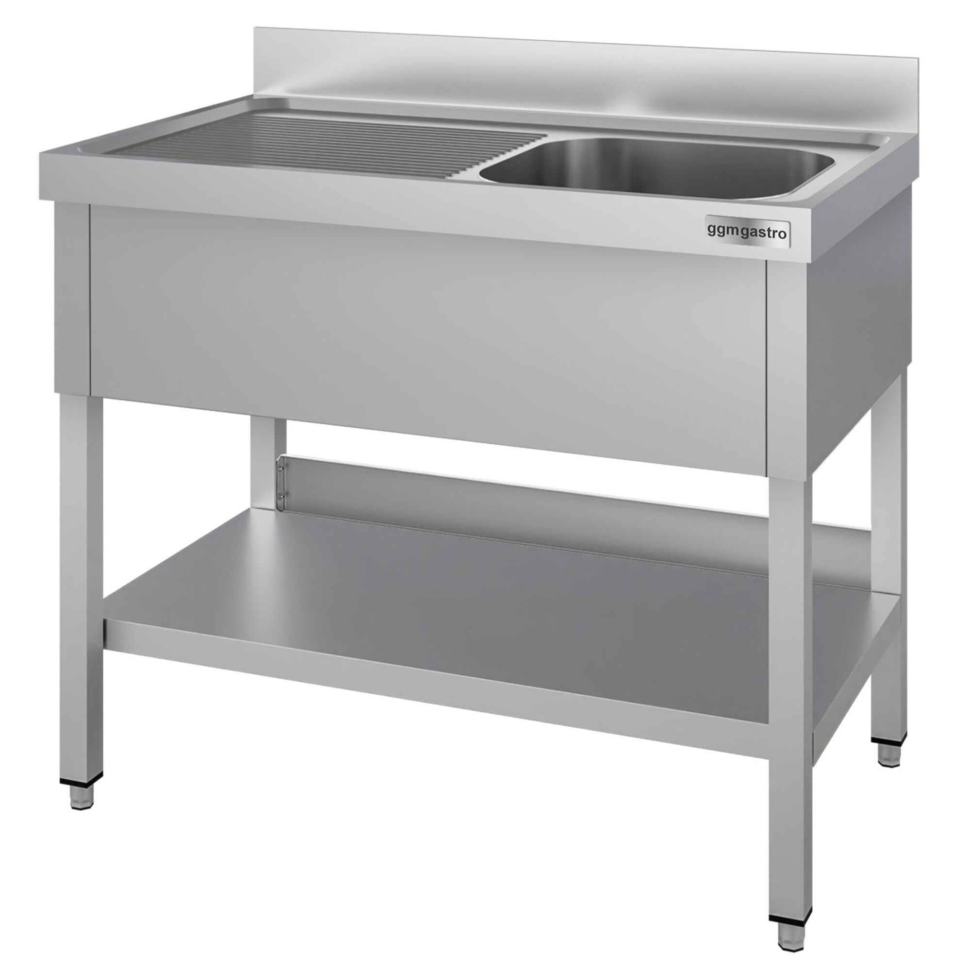Plonge en inox ECO - 1000x700mm - avec étagère basse - 1 bac à droite