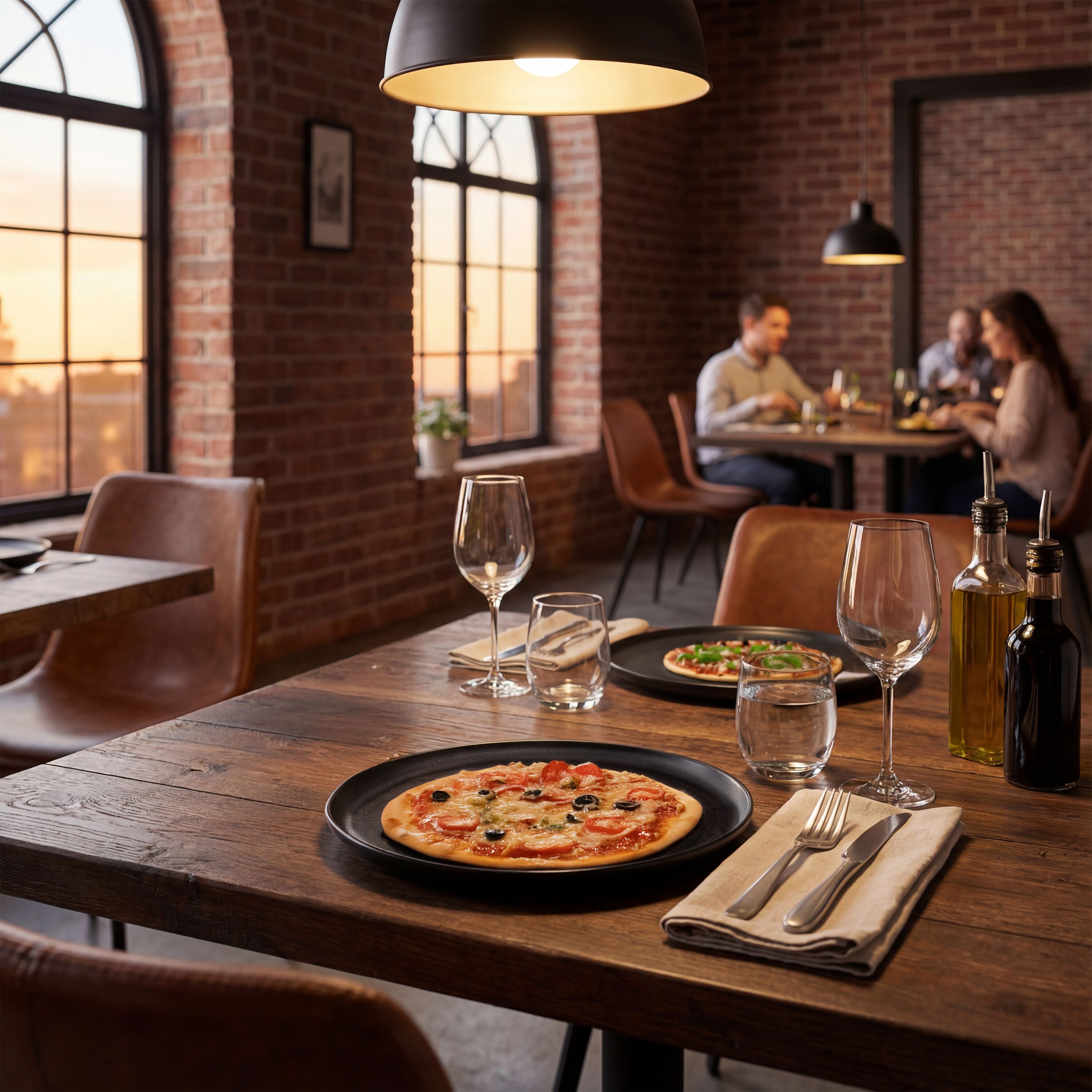 (12 pièces) Assiette à Pizza en Porcelaine - Ø 310 mm - Noir