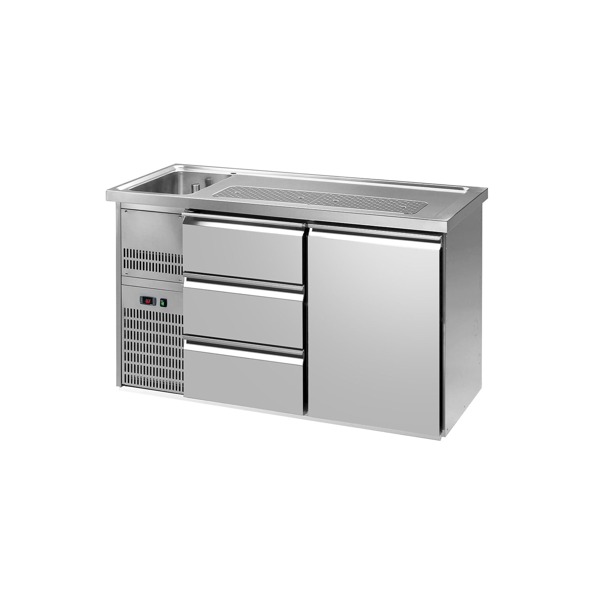 Direct Draw Beer Dispenser / Kegerator PREMIUM PLUS - 1550x700mm - 1 Solid Door & 3 Drawers