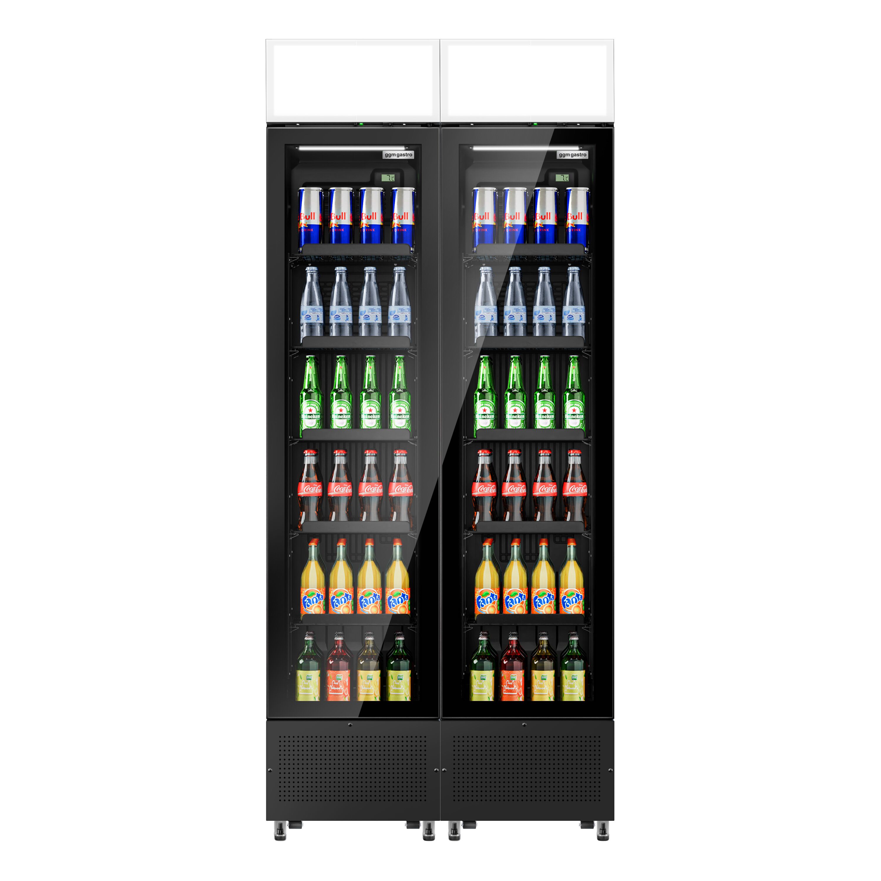 (2 pièces) Vitrine réfrigérée à boissons - 290 litres - design sans cadre - avec 2 portes vitrées et écran publicitaire