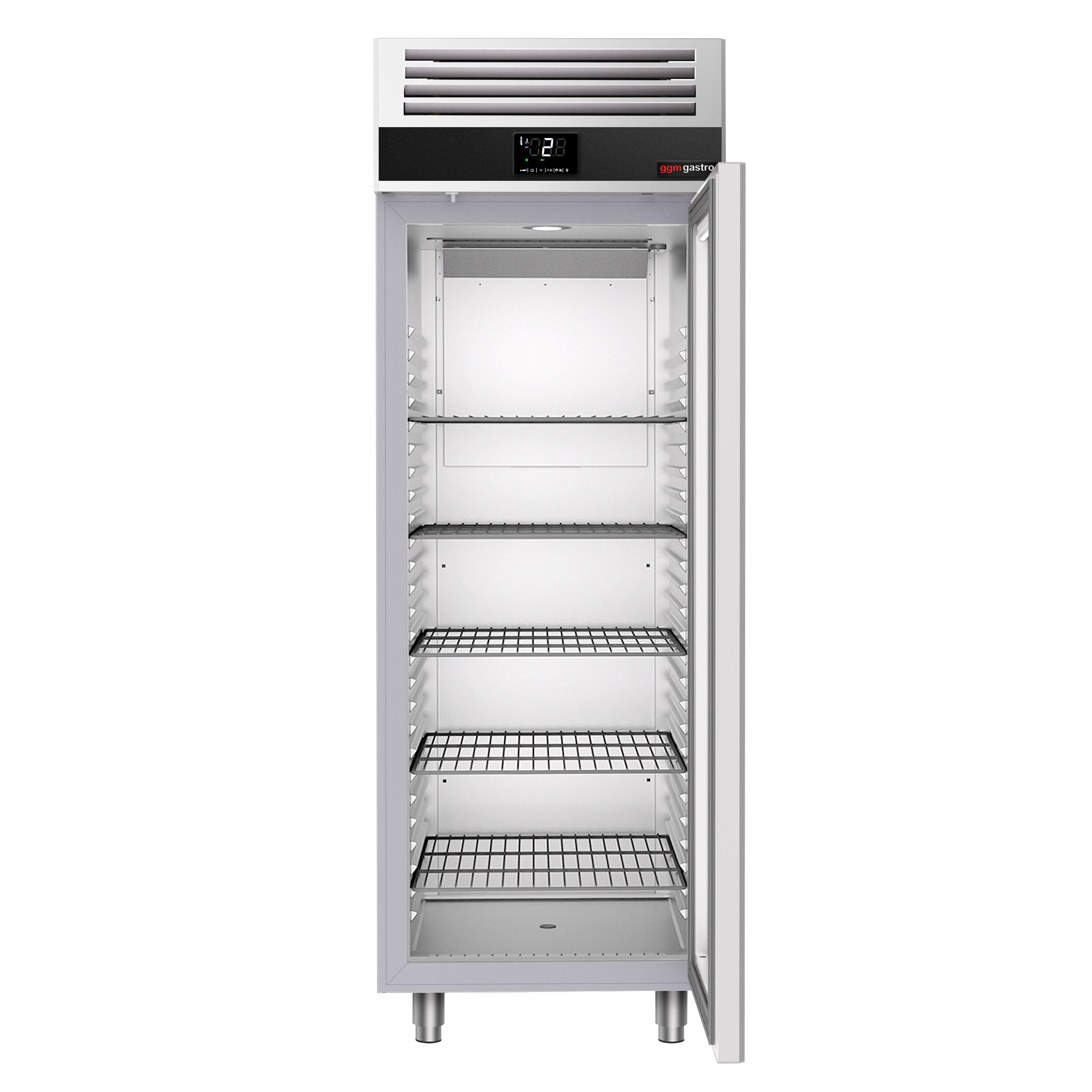 Glass Door Upright Fridge Stainless steel PREMIUM - GN 1/1 - 650L - with 1 glass door