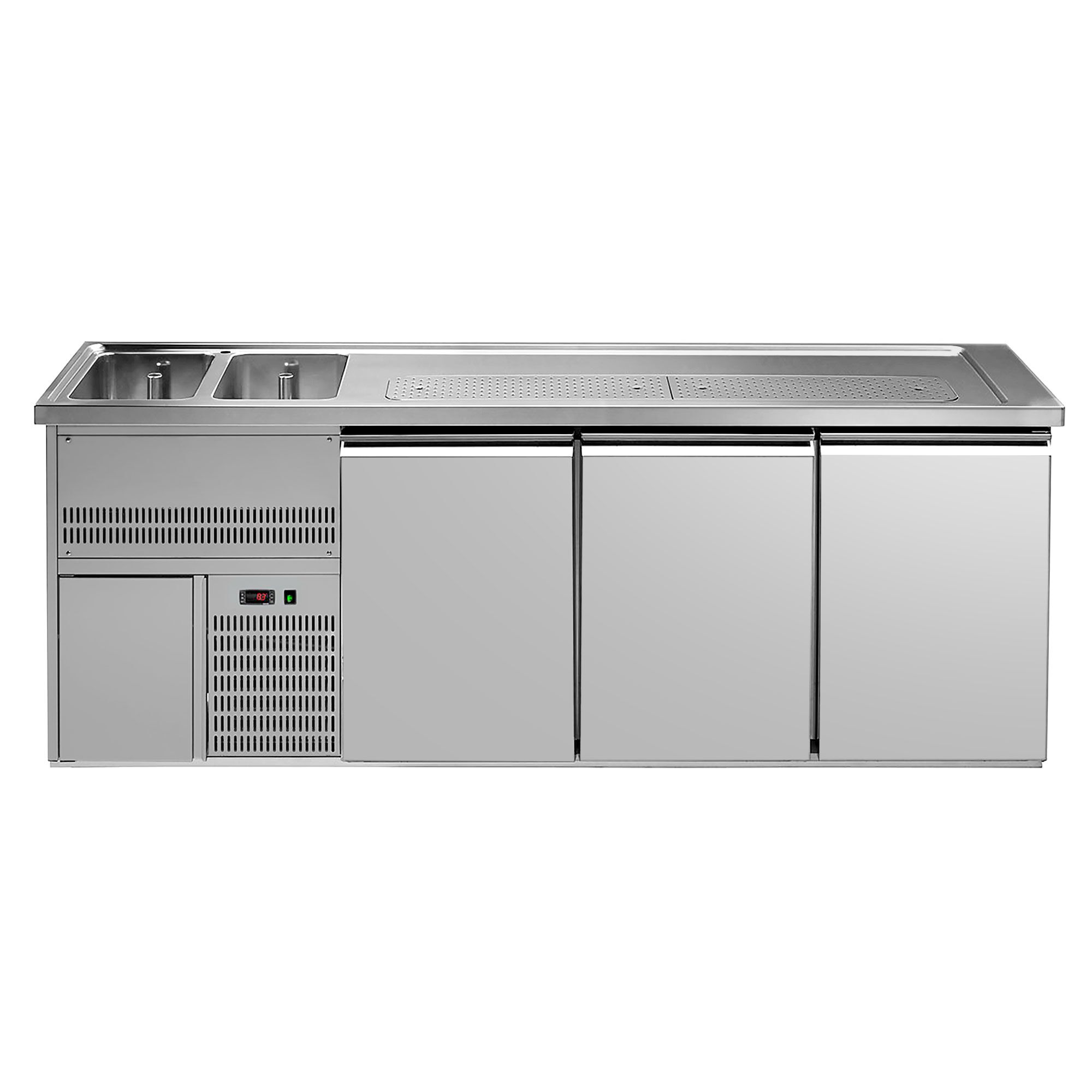 Comptoir de bar réfrigéré Premium PLUS - 2500x700mm - 3 portes