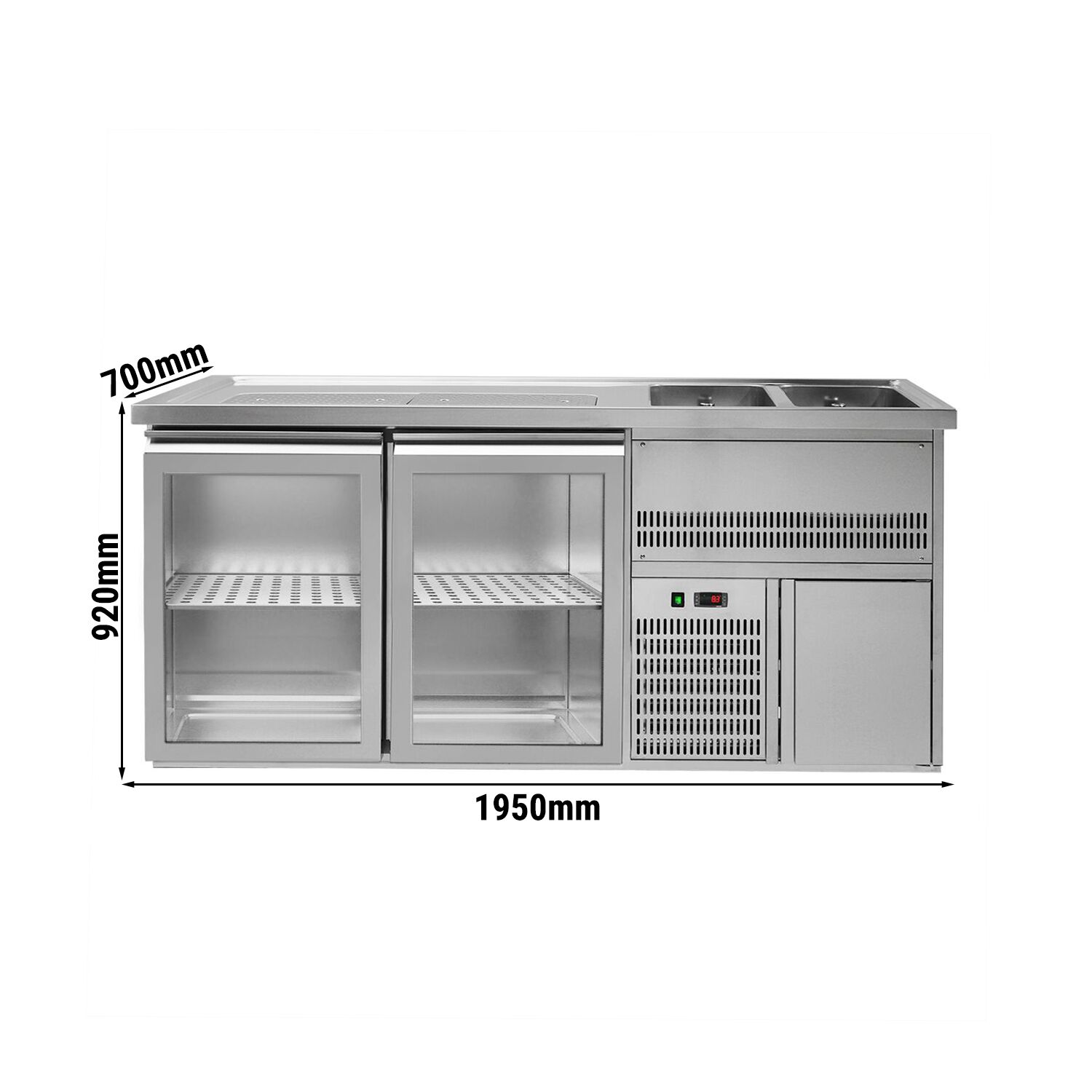 Biertheke Premium PLUS - 1950x700mm - 2 Glastüren